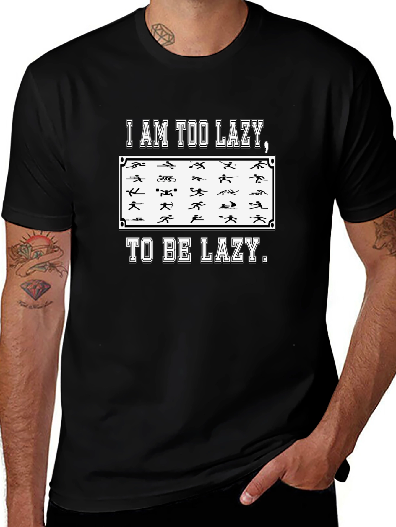 Too Lazy Triathlon Funny Mens T-Shirt