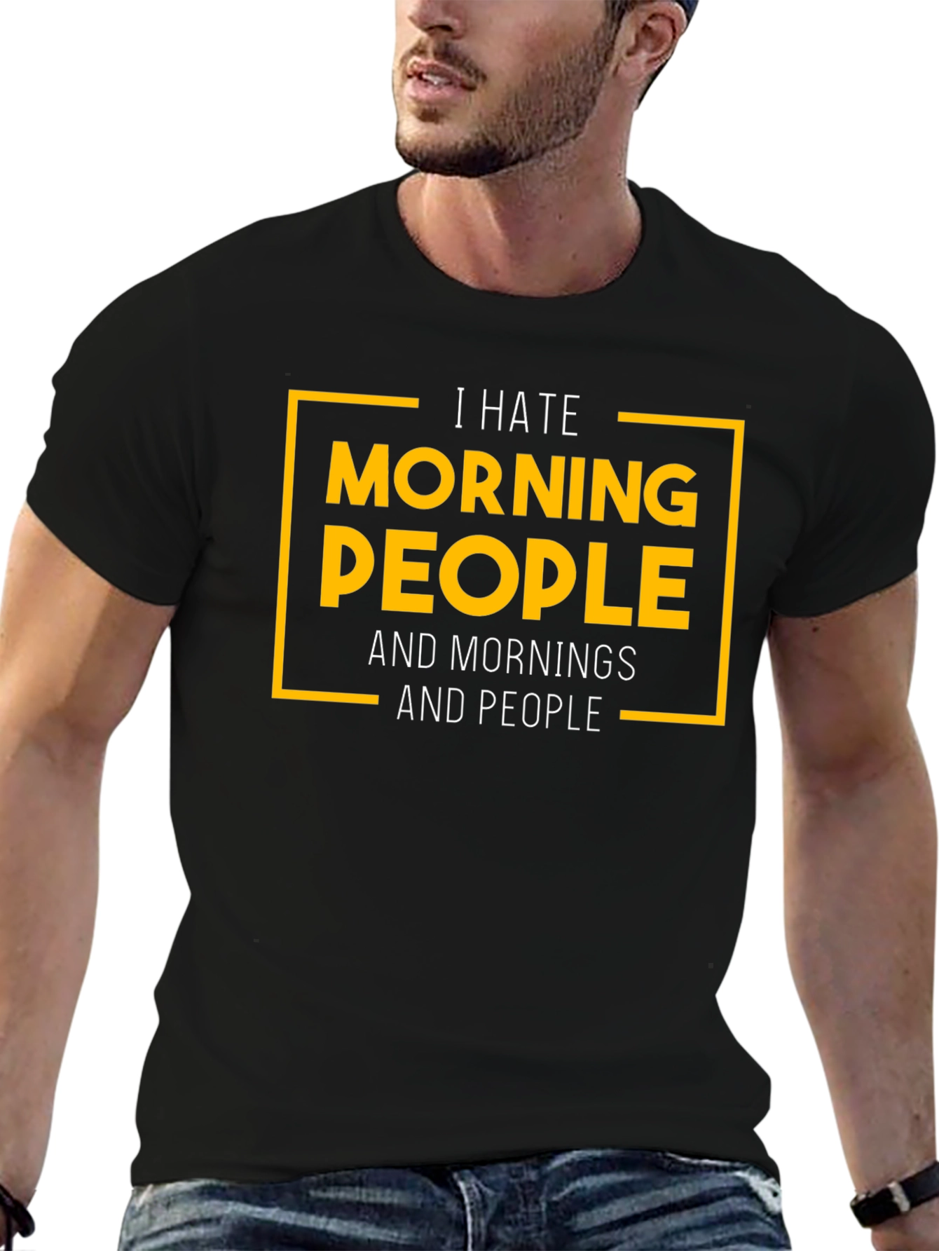 I Hate Morning People Black Graphic T-Shirt