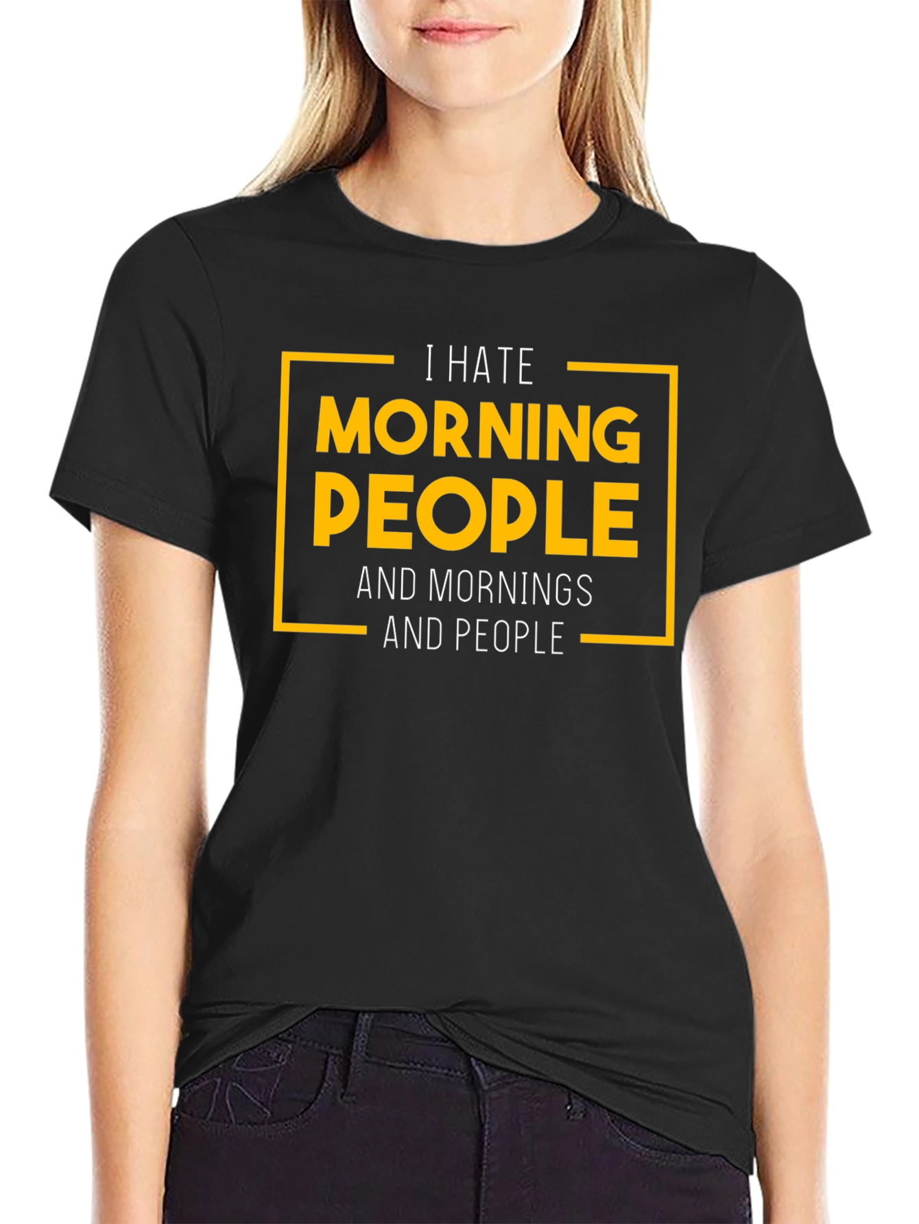 I Hate Morning People Black Graphic T-Shirt