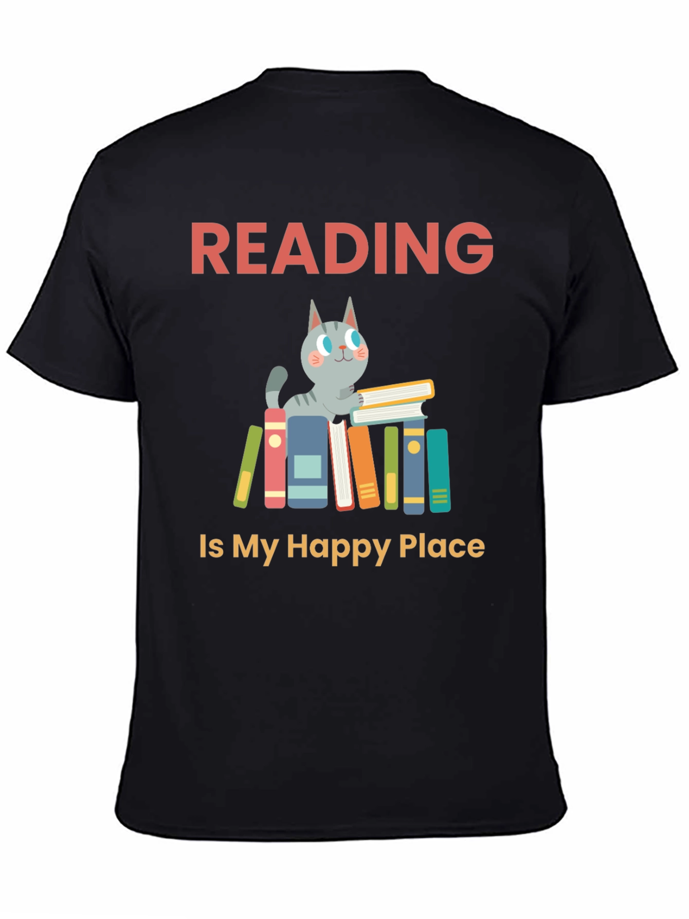 Reading Cat Graphic T-Shirt