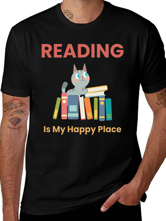 Reading Cat Graphic T-Shirt