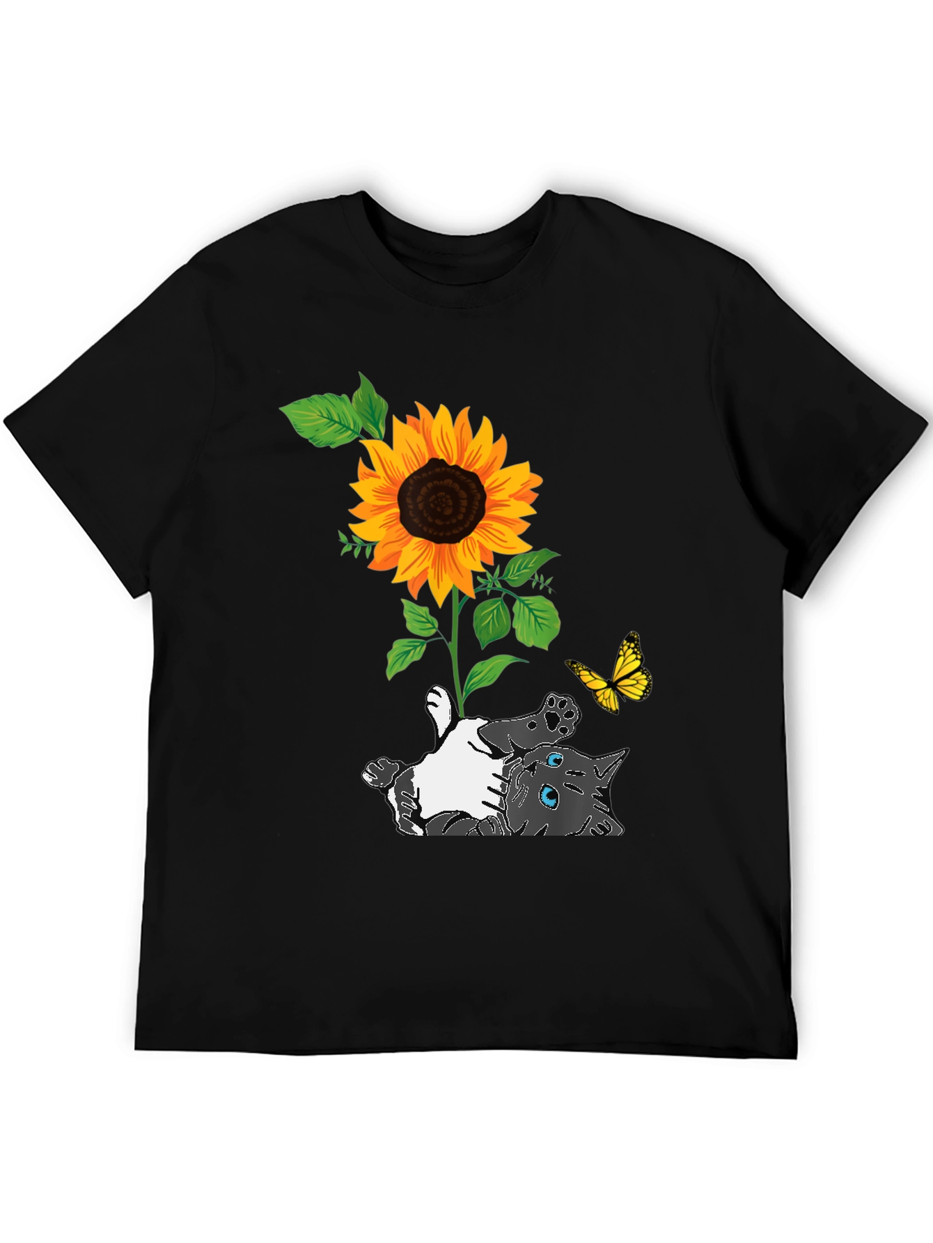 Cat and Sunflower Graphic Tee