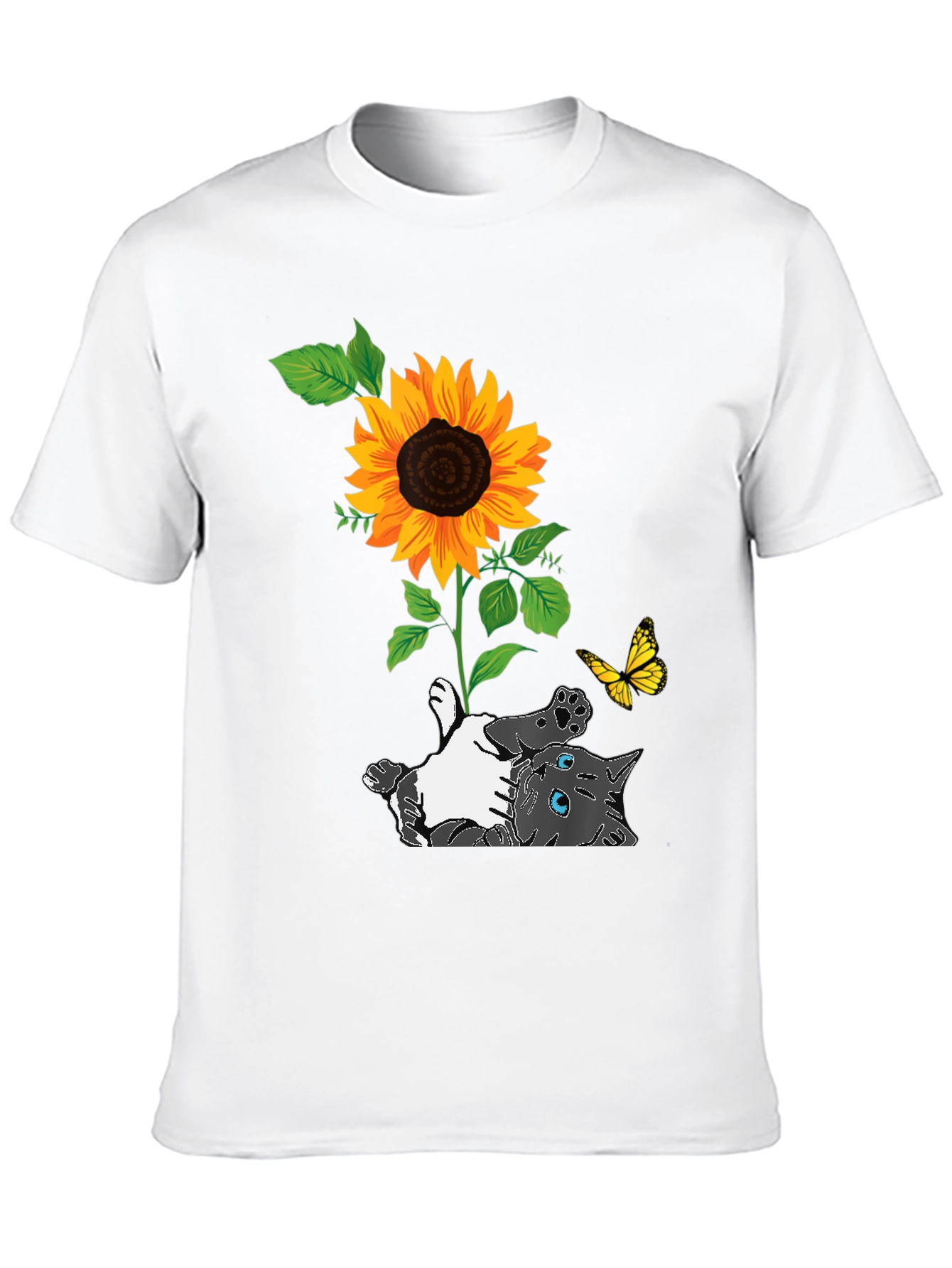 Cat and Sunflower Graphic Tee