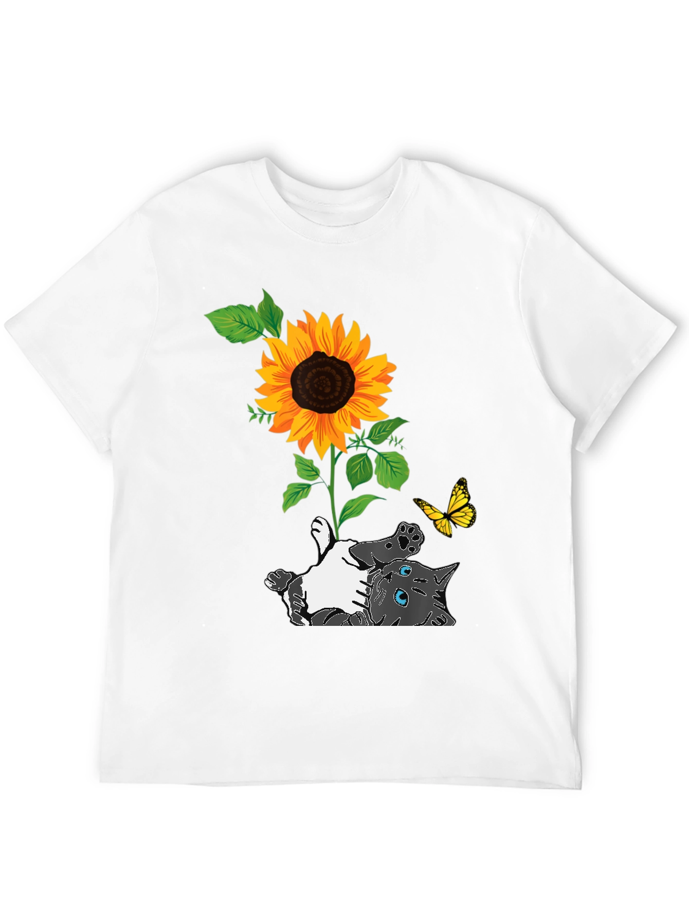 Cat and Sunflower Graphic Tee