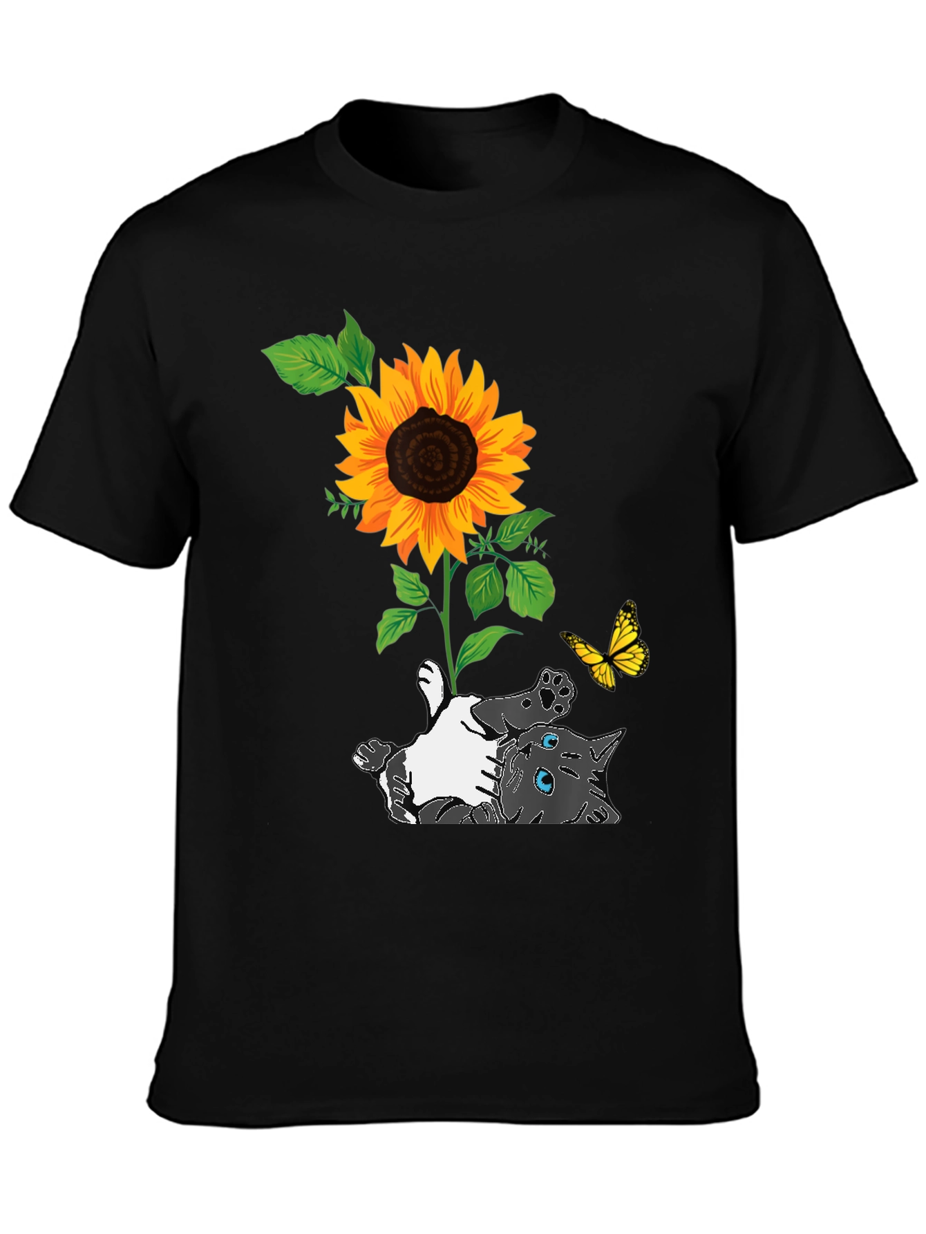 Cat and Sunflower Graphic Tee