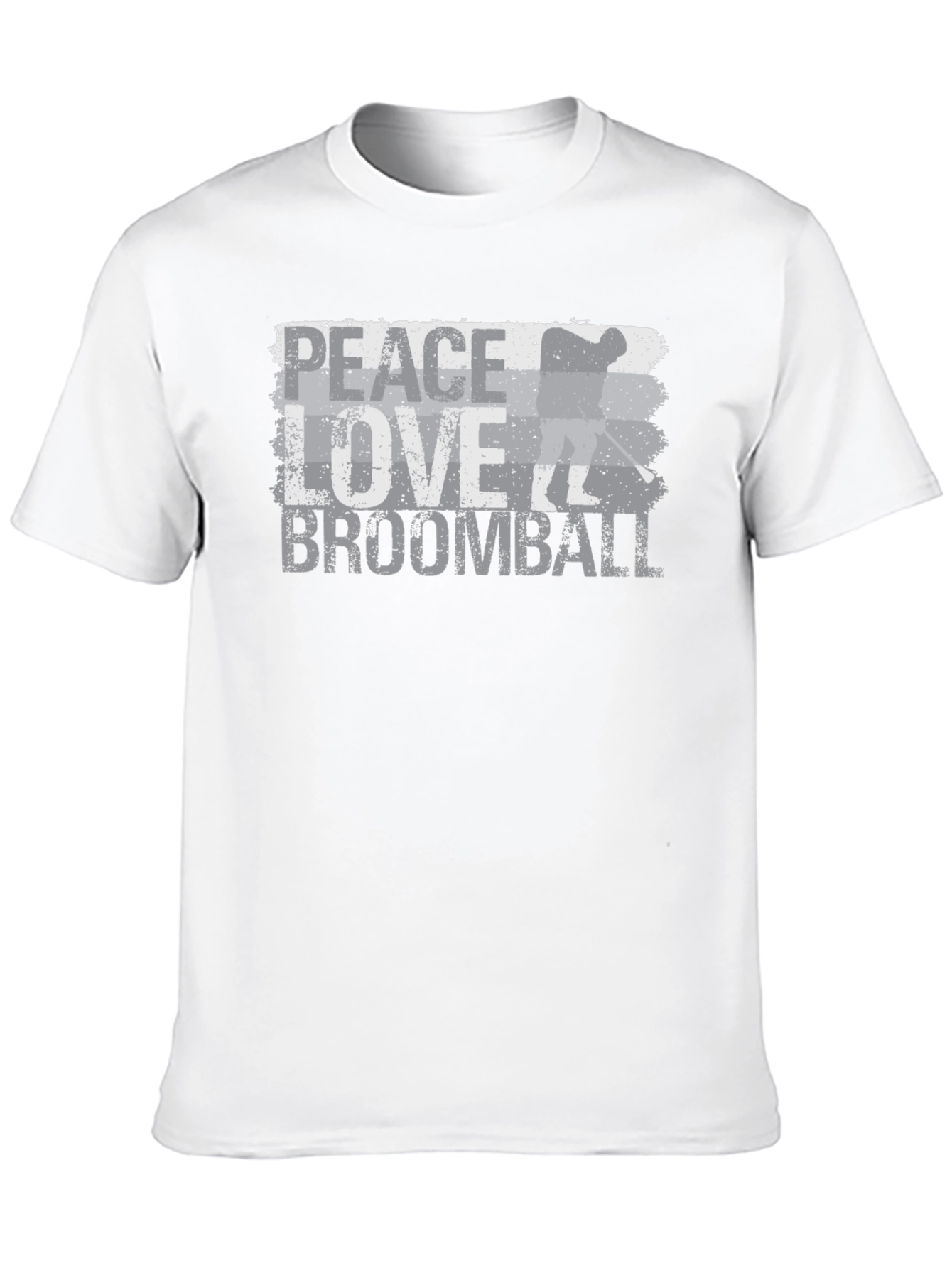 Peace Love Broomball T-Shirt - Distressed Graphic Tee