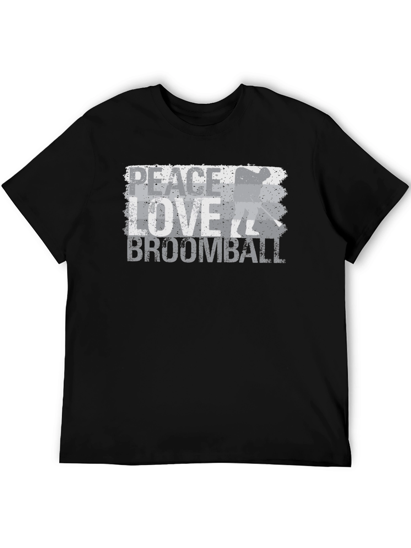 Peace Love Broomball T-Shirt - Distressed Graphic Tee