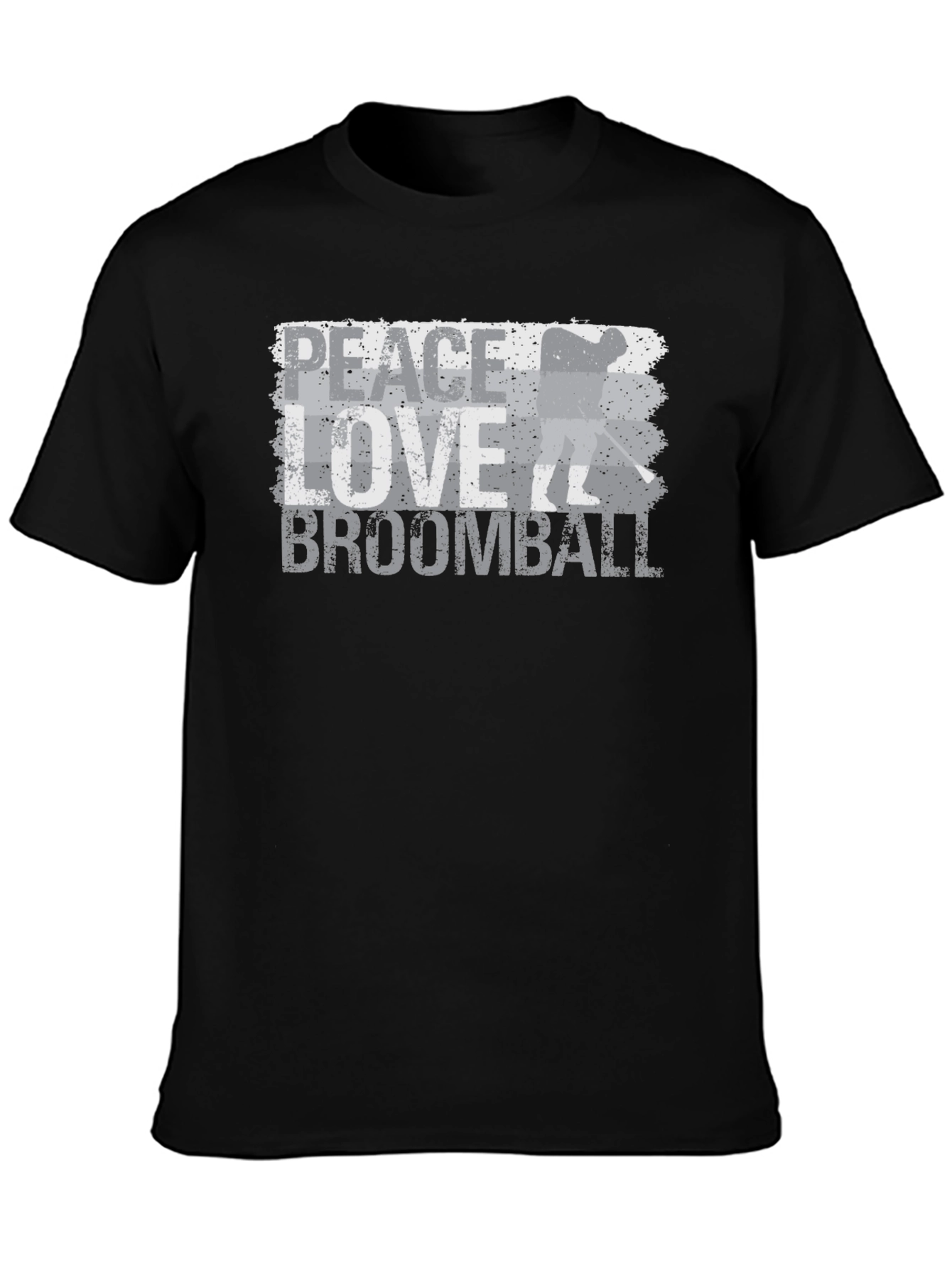 Peace Love Broomball T-Shirt - Distressed Graphic Tee