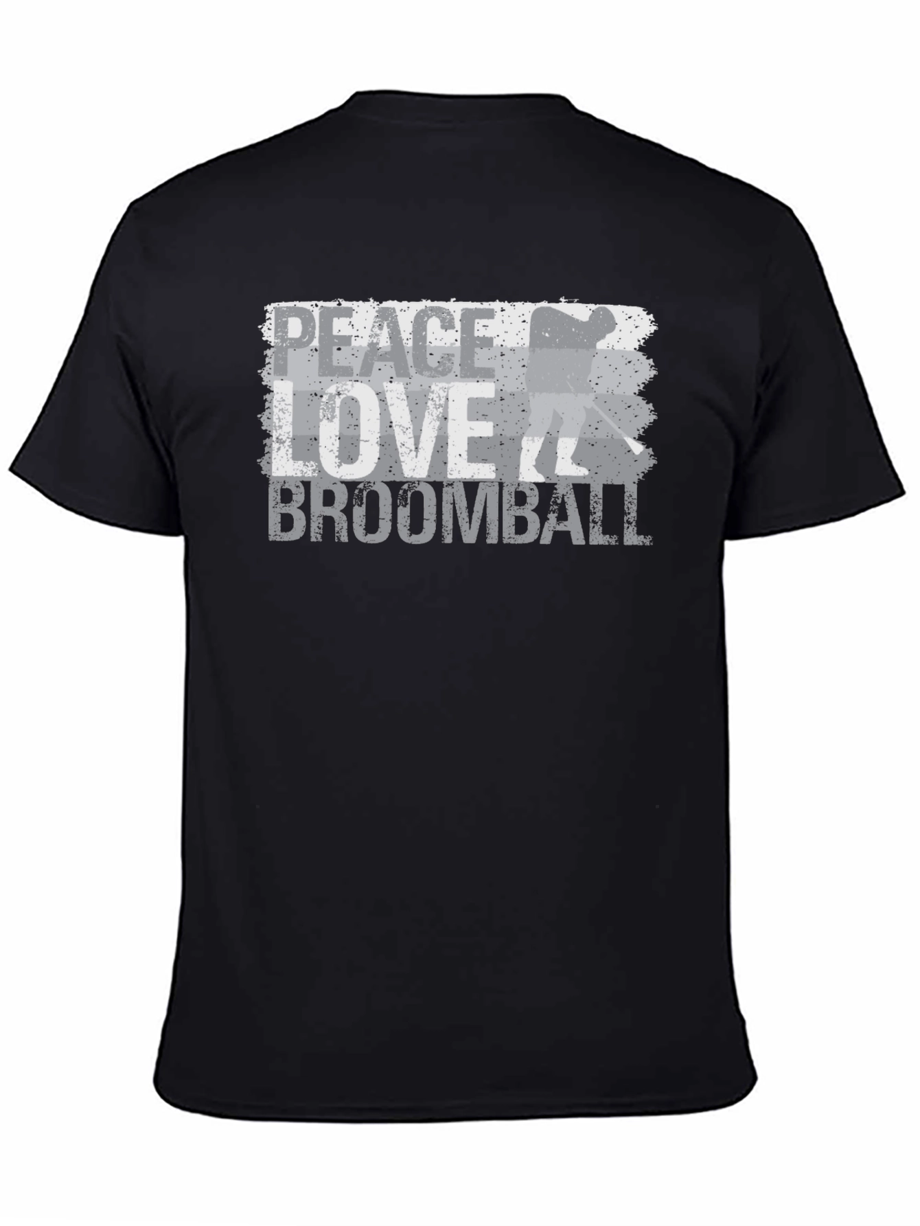Peace Love Broomball T-Shirt - Distressed Graphic Tee
