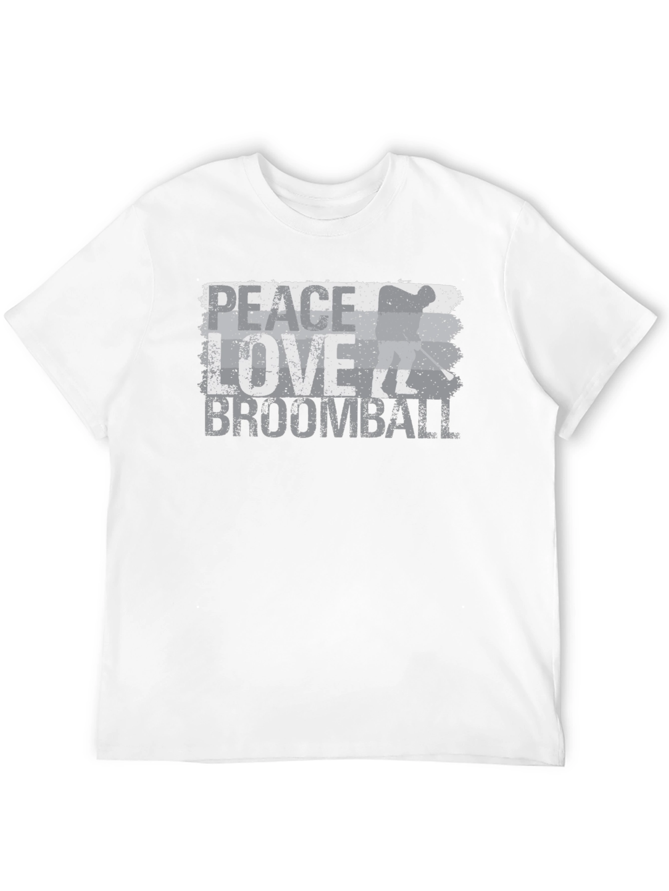 Peace Love Broomball T-Shirt - Distressed Graphic Tee