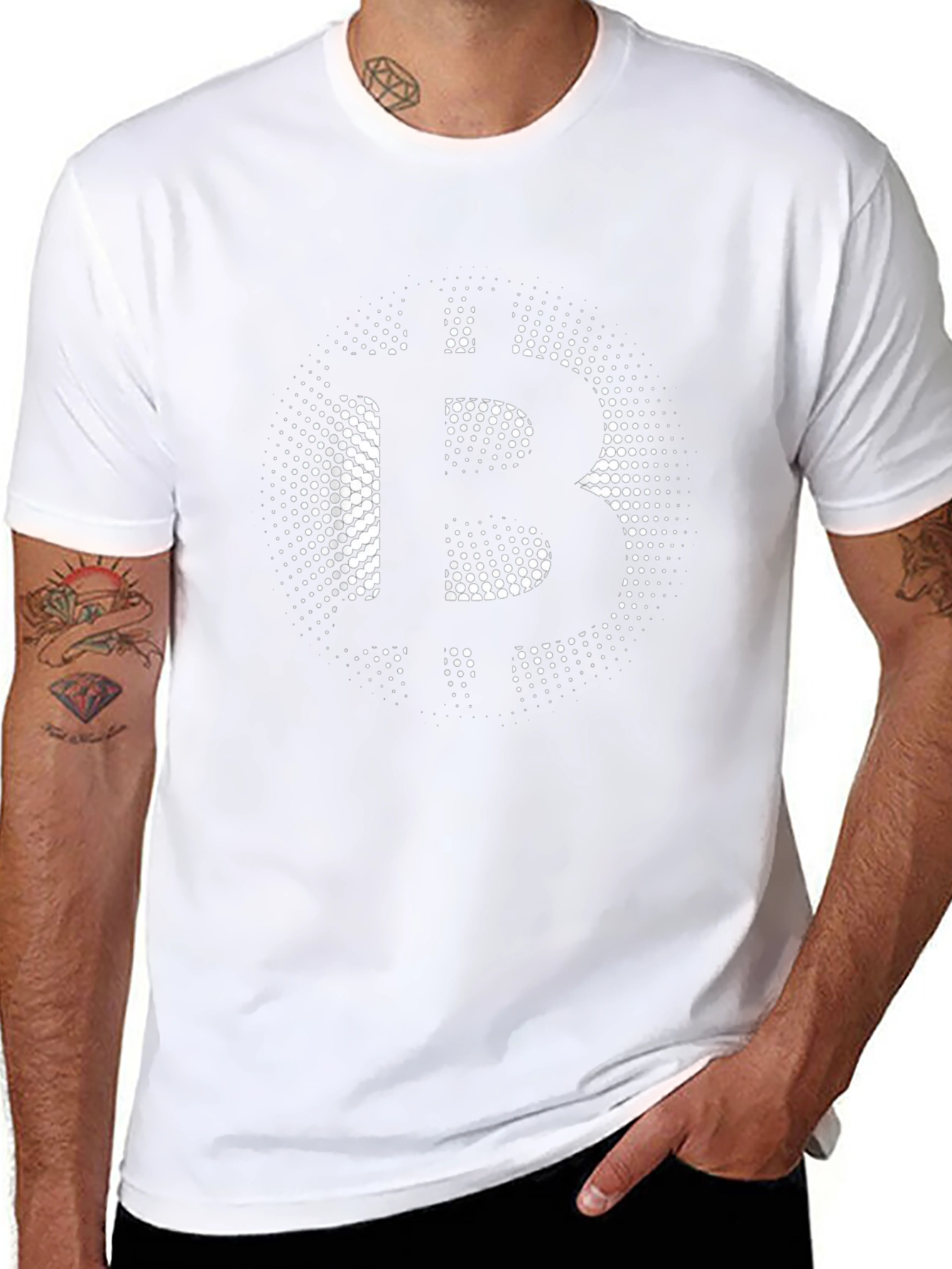 Bitcoin Halftone Black T-Shirt - Crypto Currency Tee