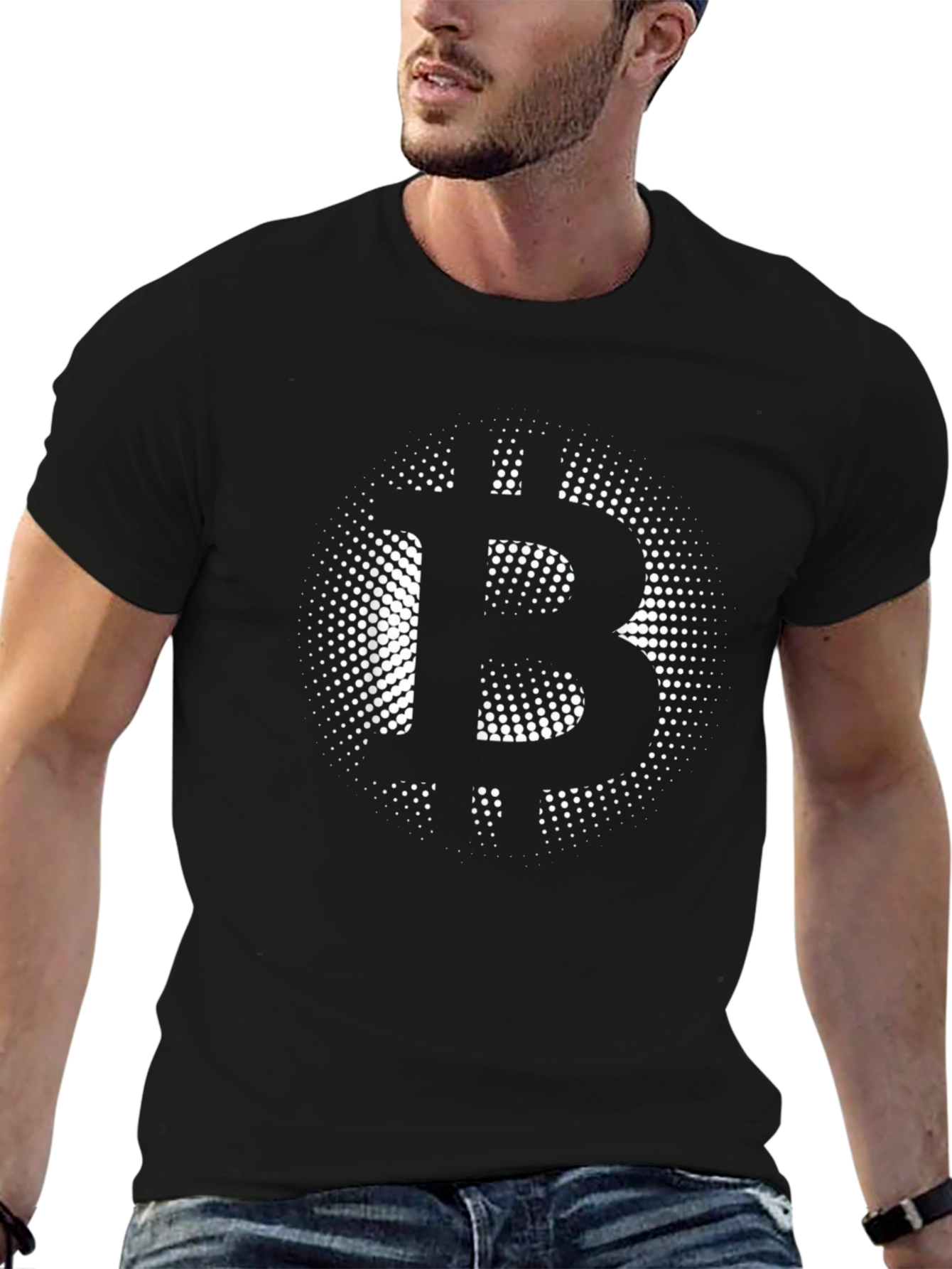 Bitcoin Halftone Black T-Shirt - Crypto Currency Tee