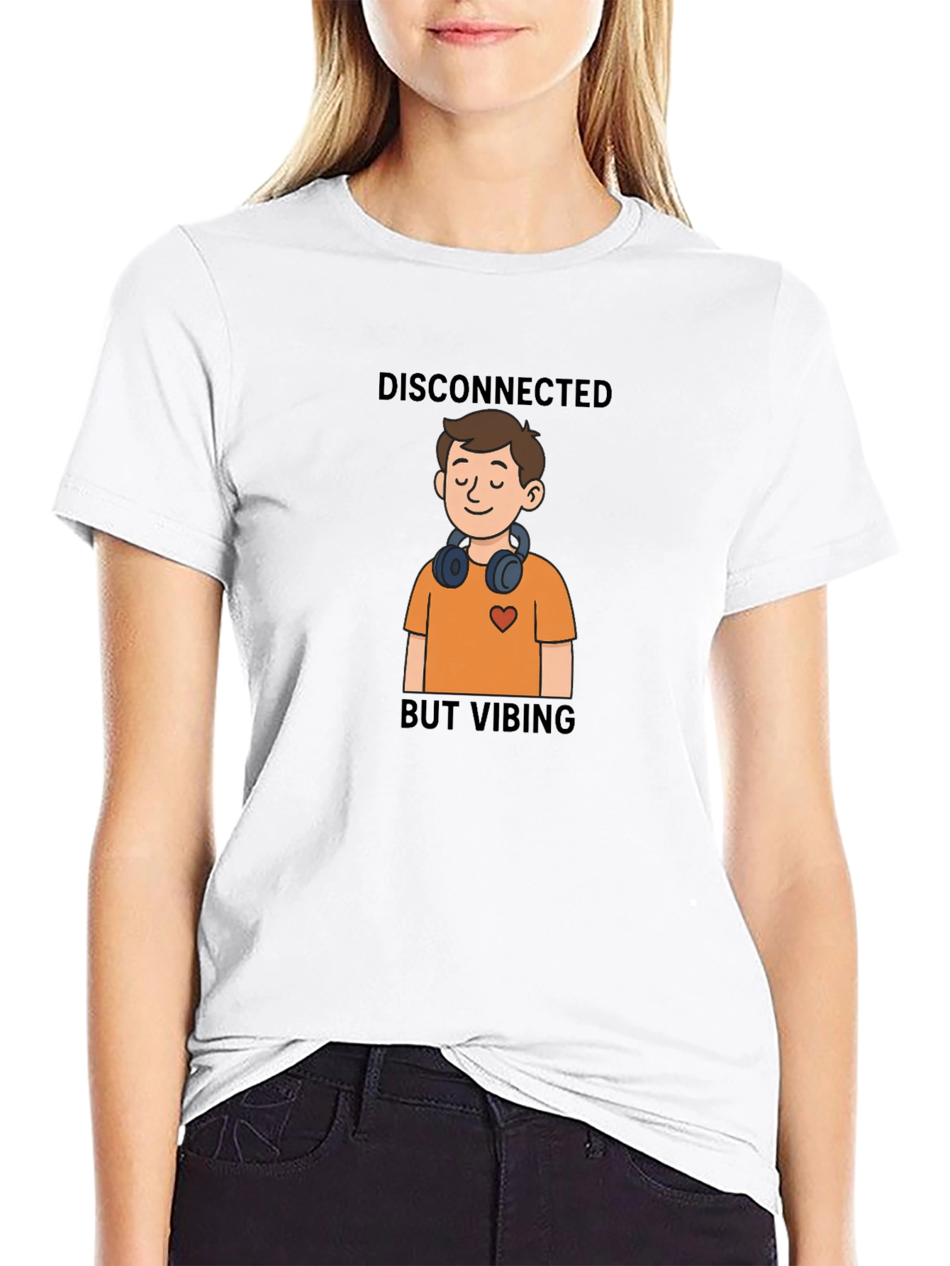 Disconnected But Vibing Black T-Shirt