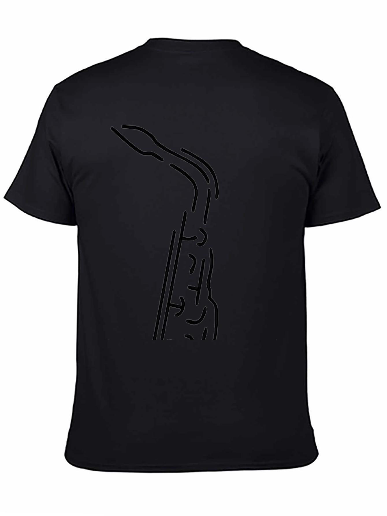 Saxophone Outline Black T-Shirt