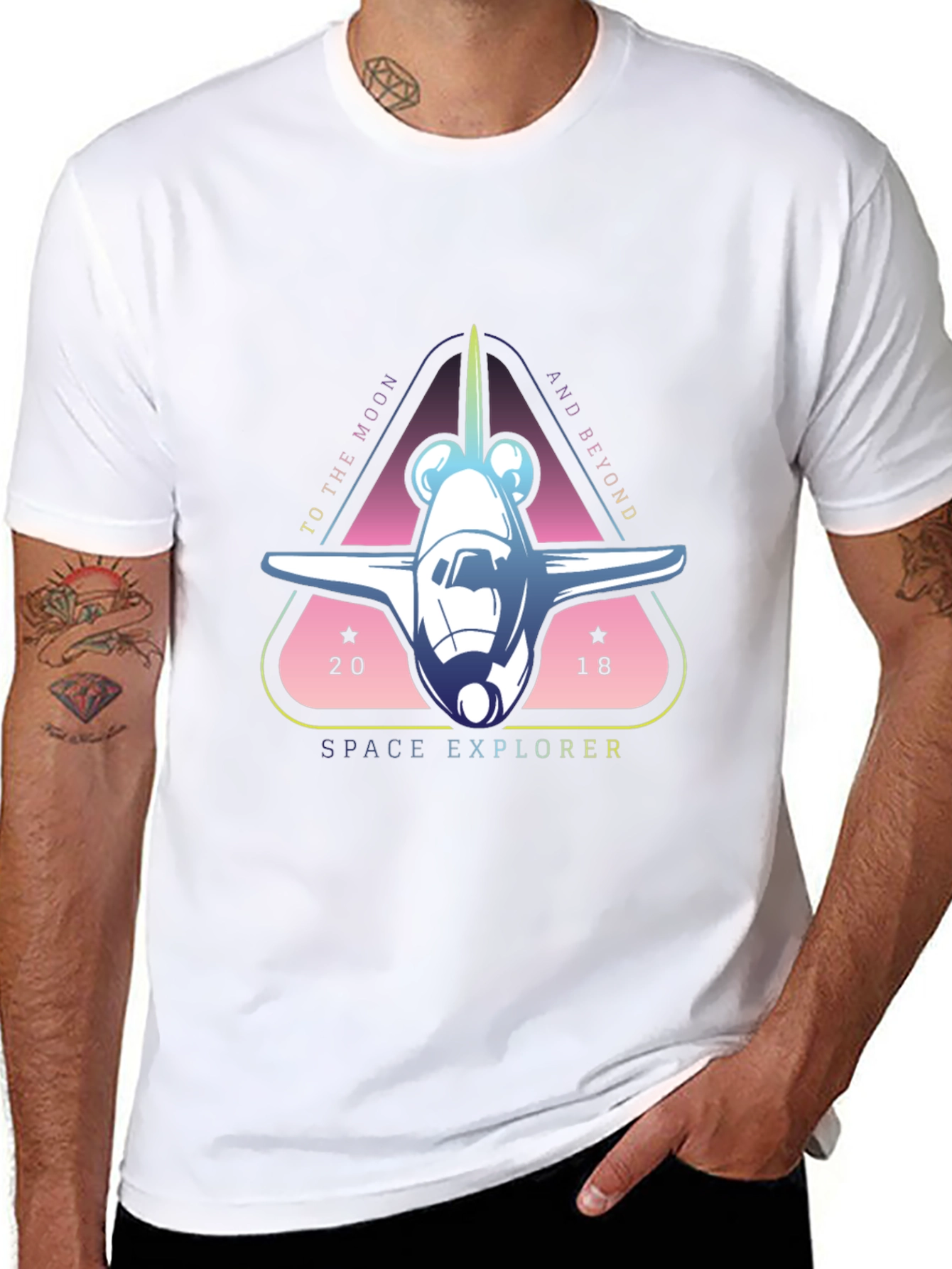 Space Explorer Graphic Tee - Black Cotton T-Shirt