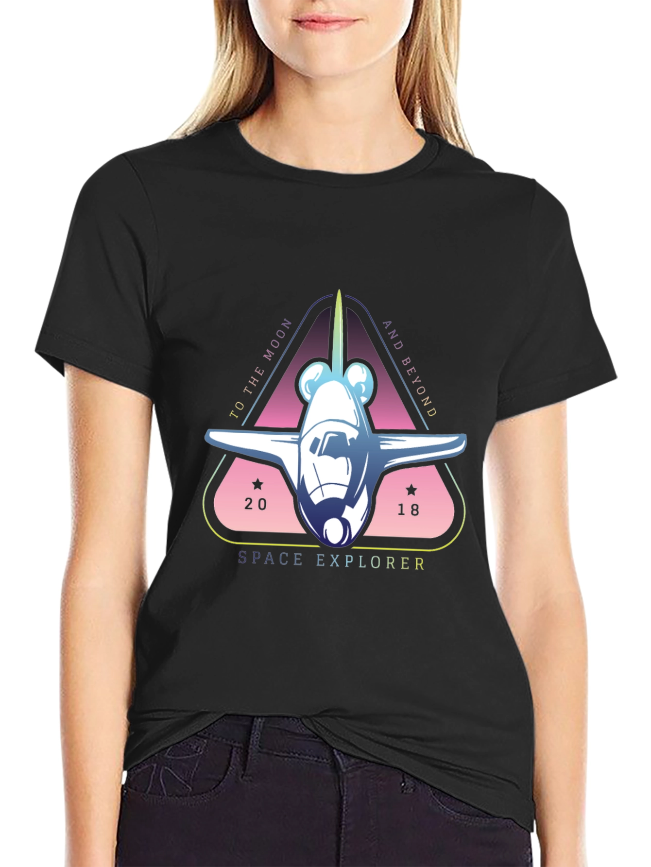 Space Explorer Graphic Tee - Black Cotton T-Shirt