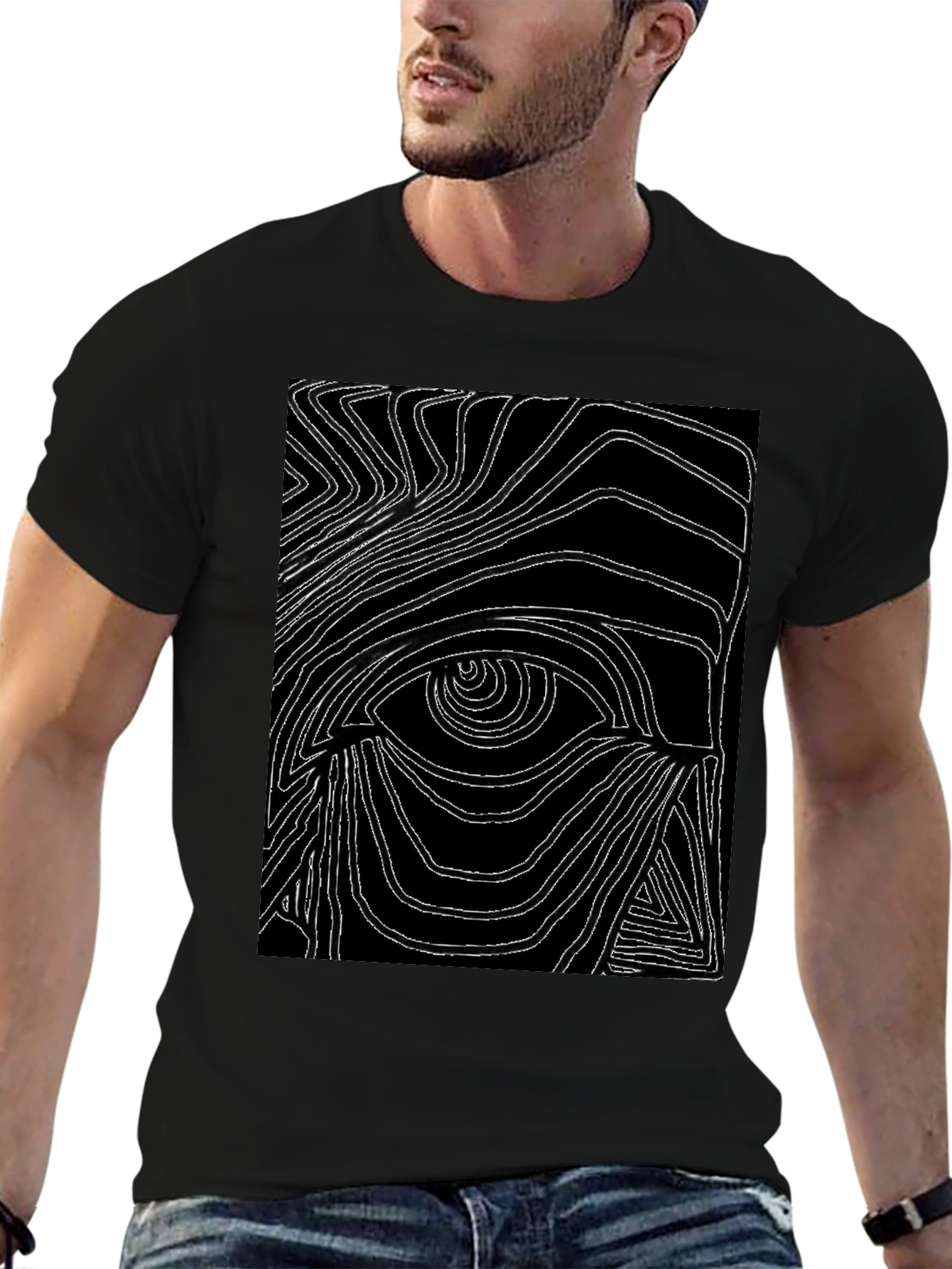 Abstract Eye Graphic Black T-Shirt