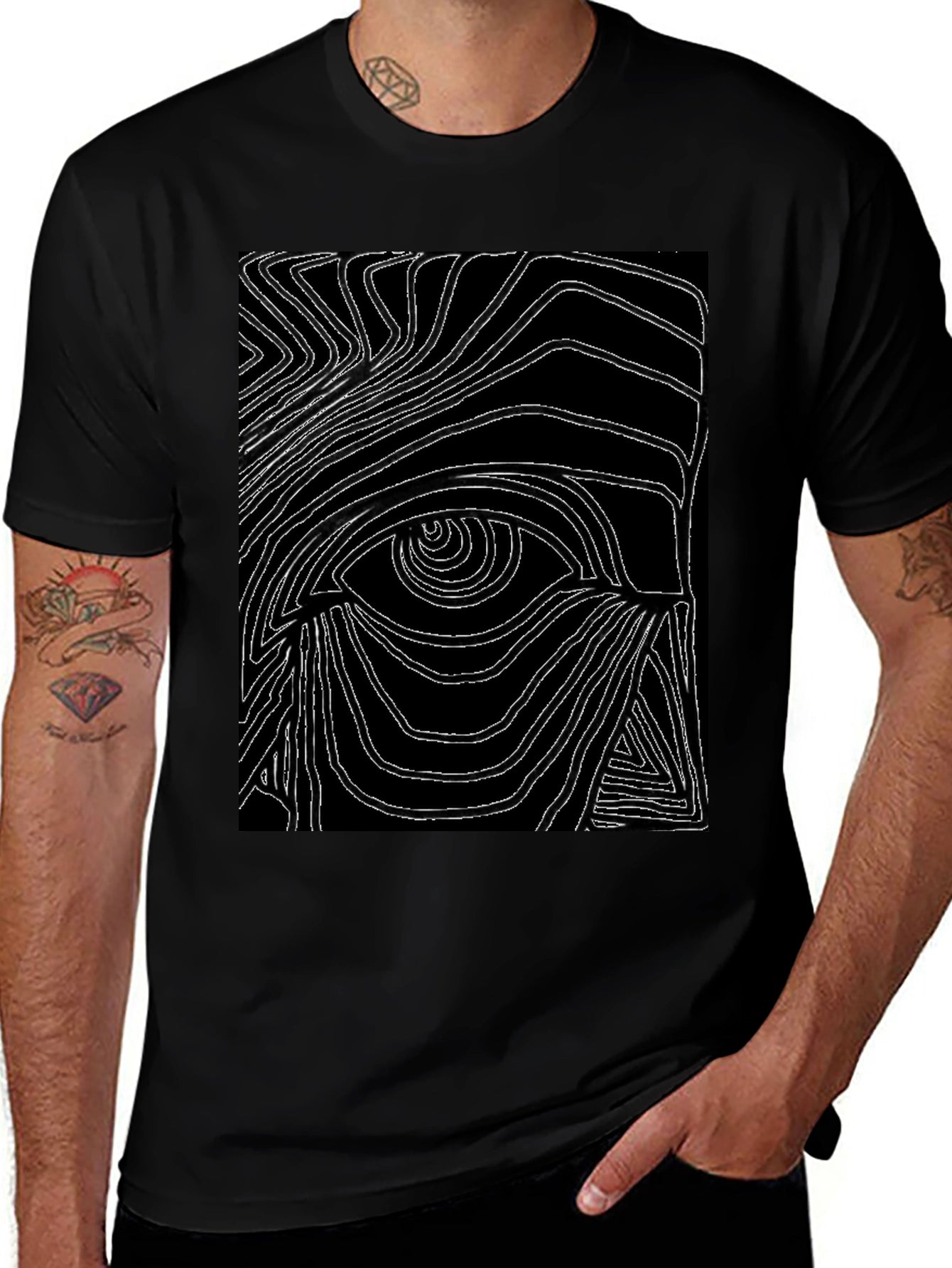 Abstract Eye Graphic Black T-Shirt