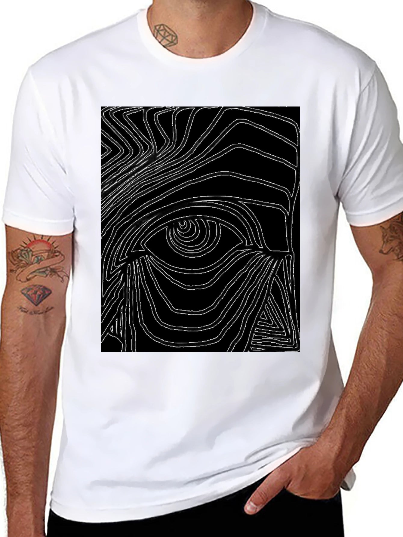 Abstract Eye Graphic Black T-Shirt