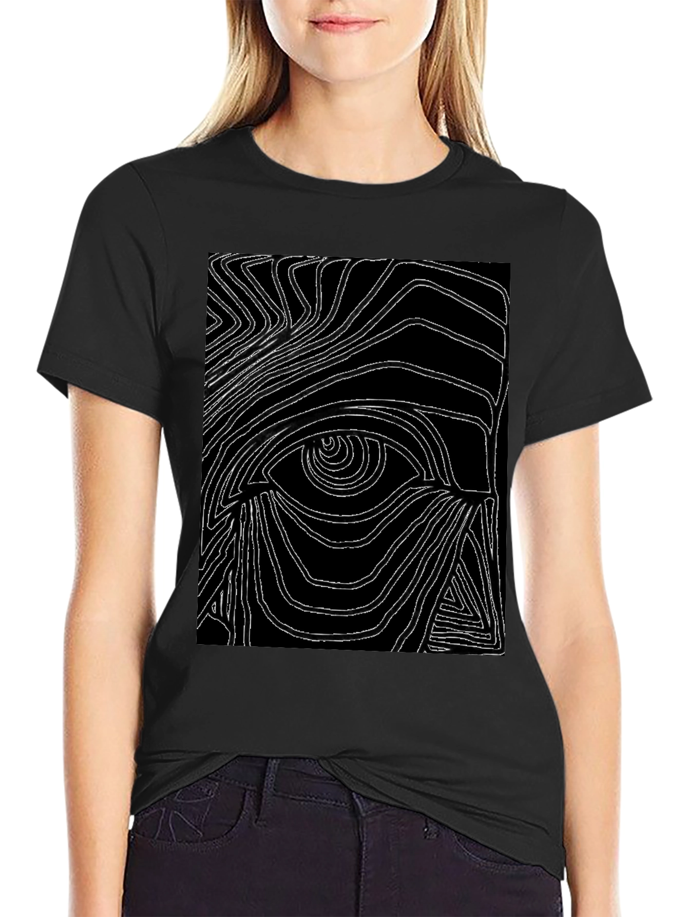 Abstract Eye Graphic Black T-Shirt