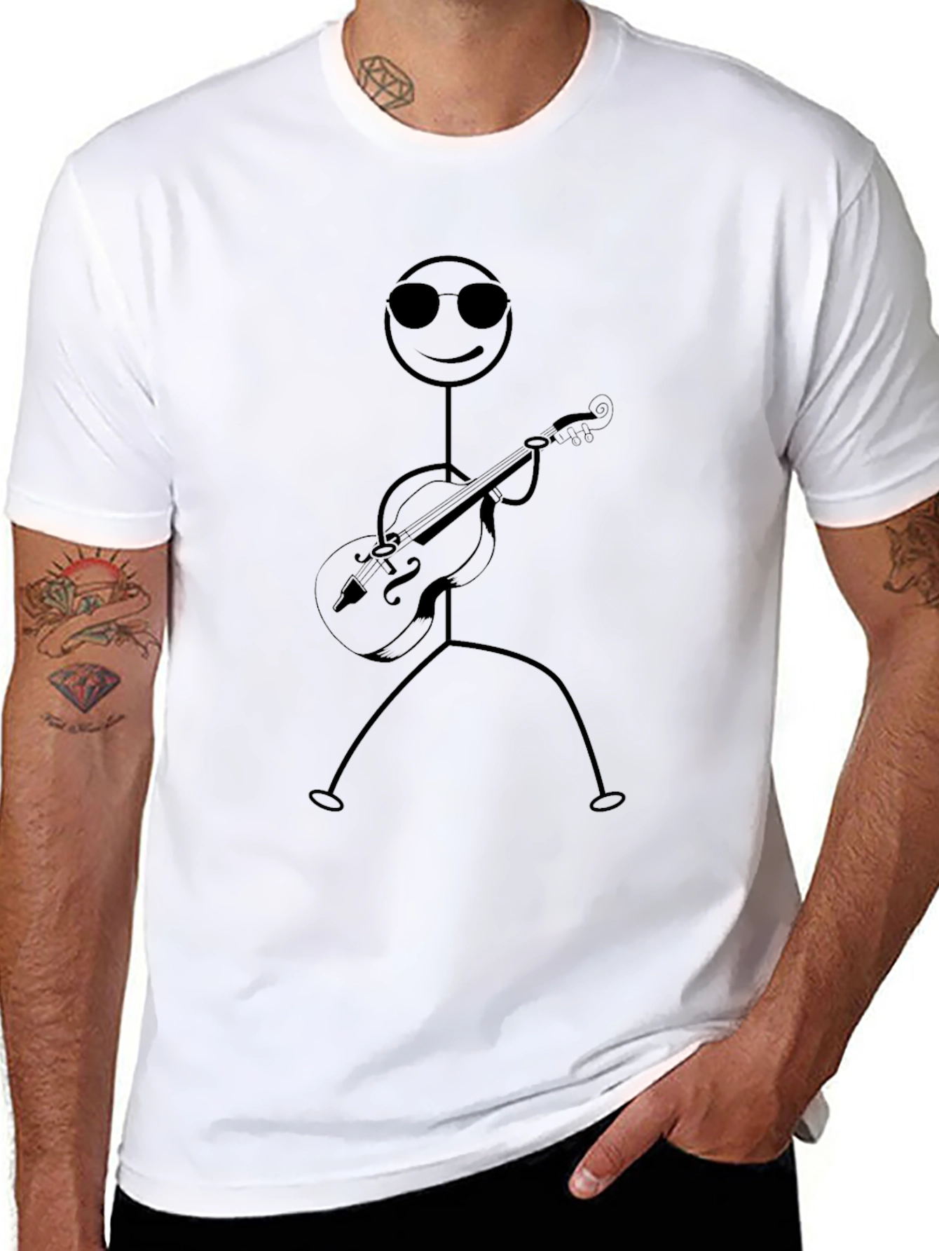 Stick Figure Violinist Graphic Tee