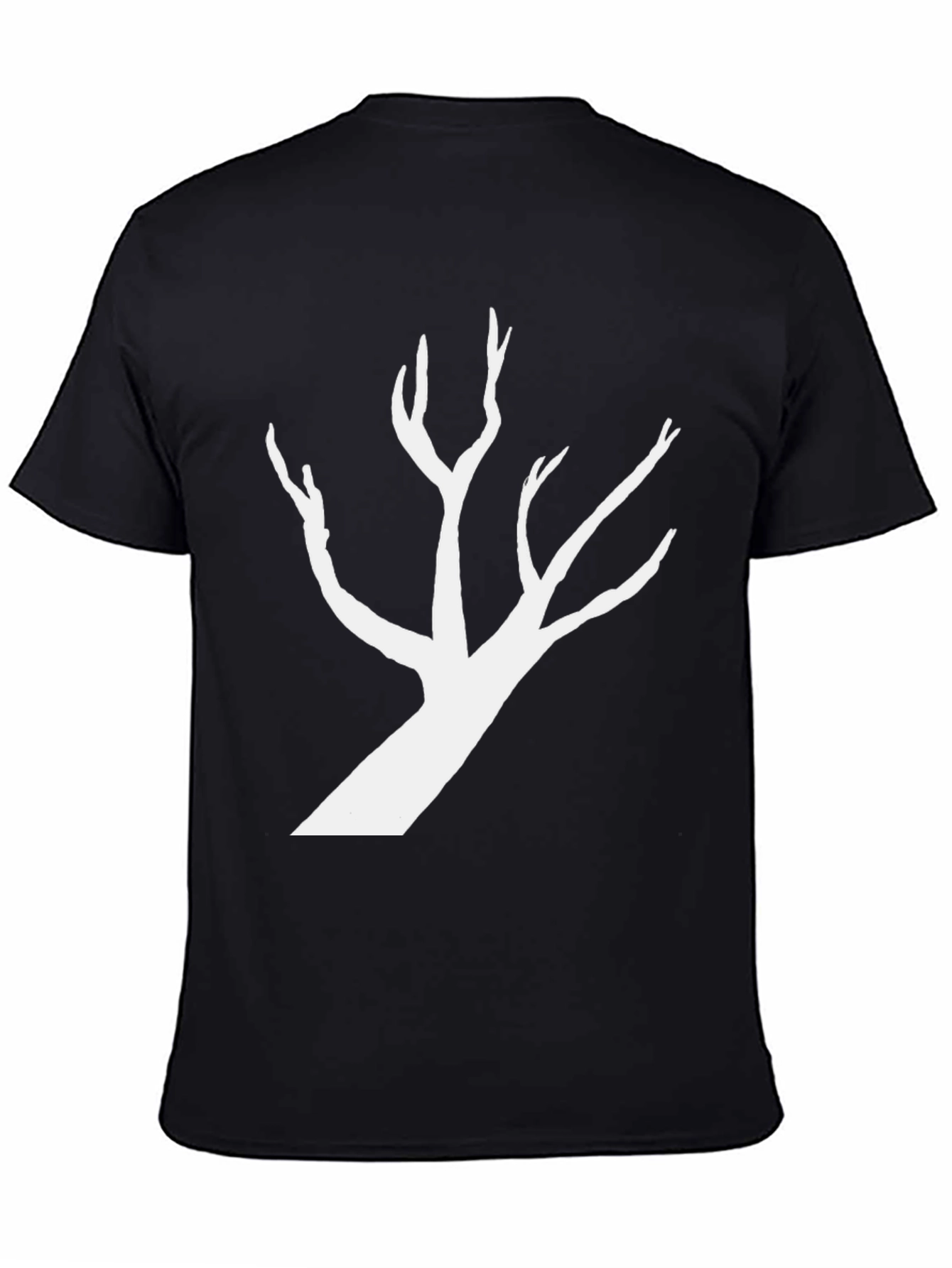 Black T-Shirt with White Tree Silhouette
