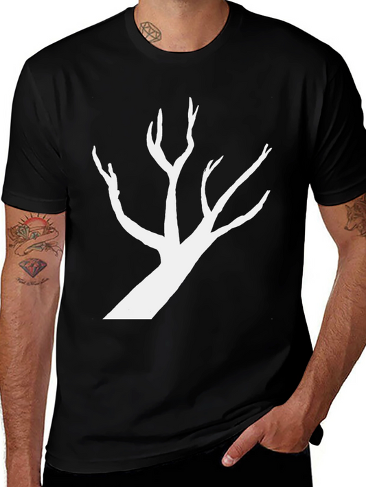 Black T-Shirt with White Tree Silhouette