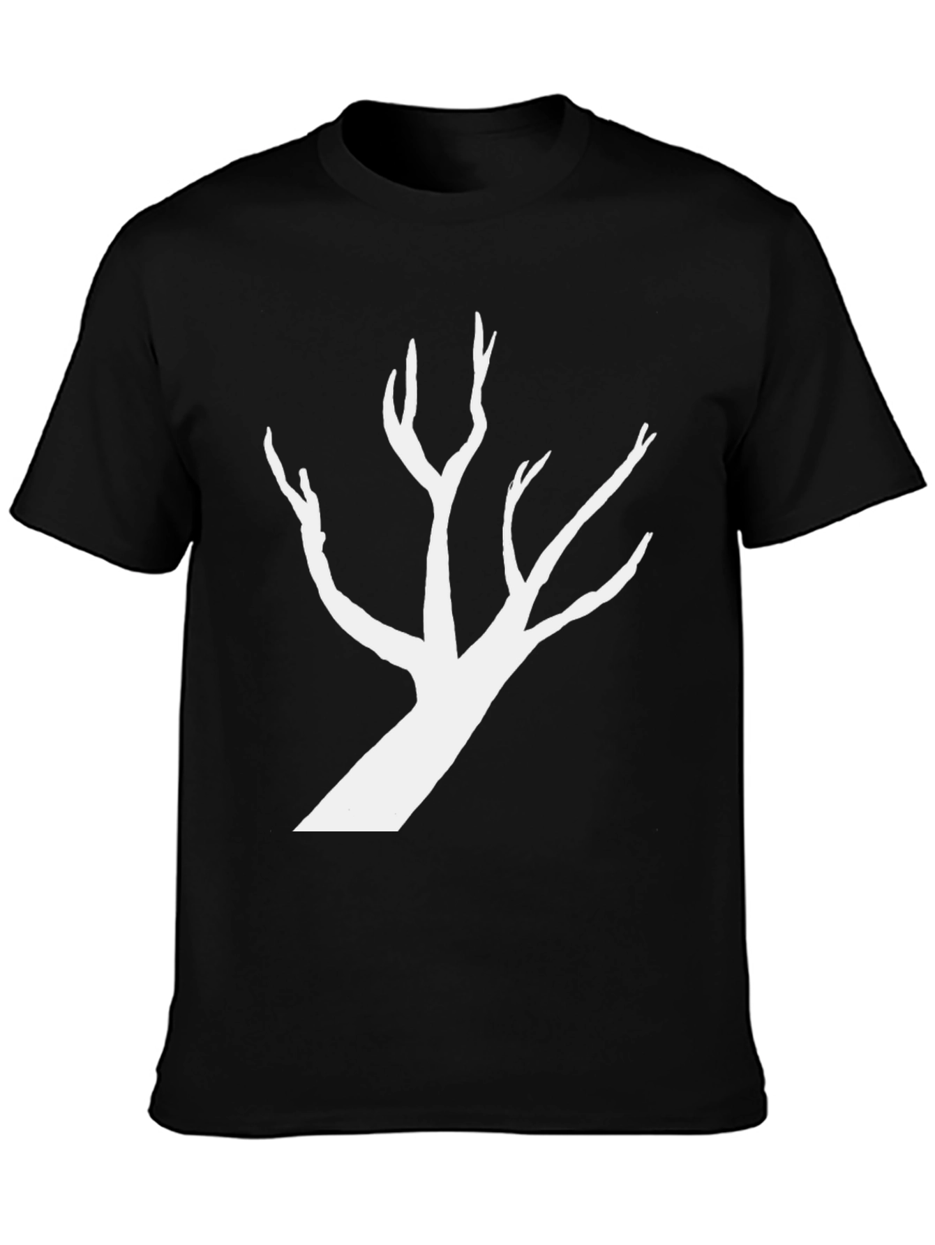 Black T-Shirt with White Tree Silhouette