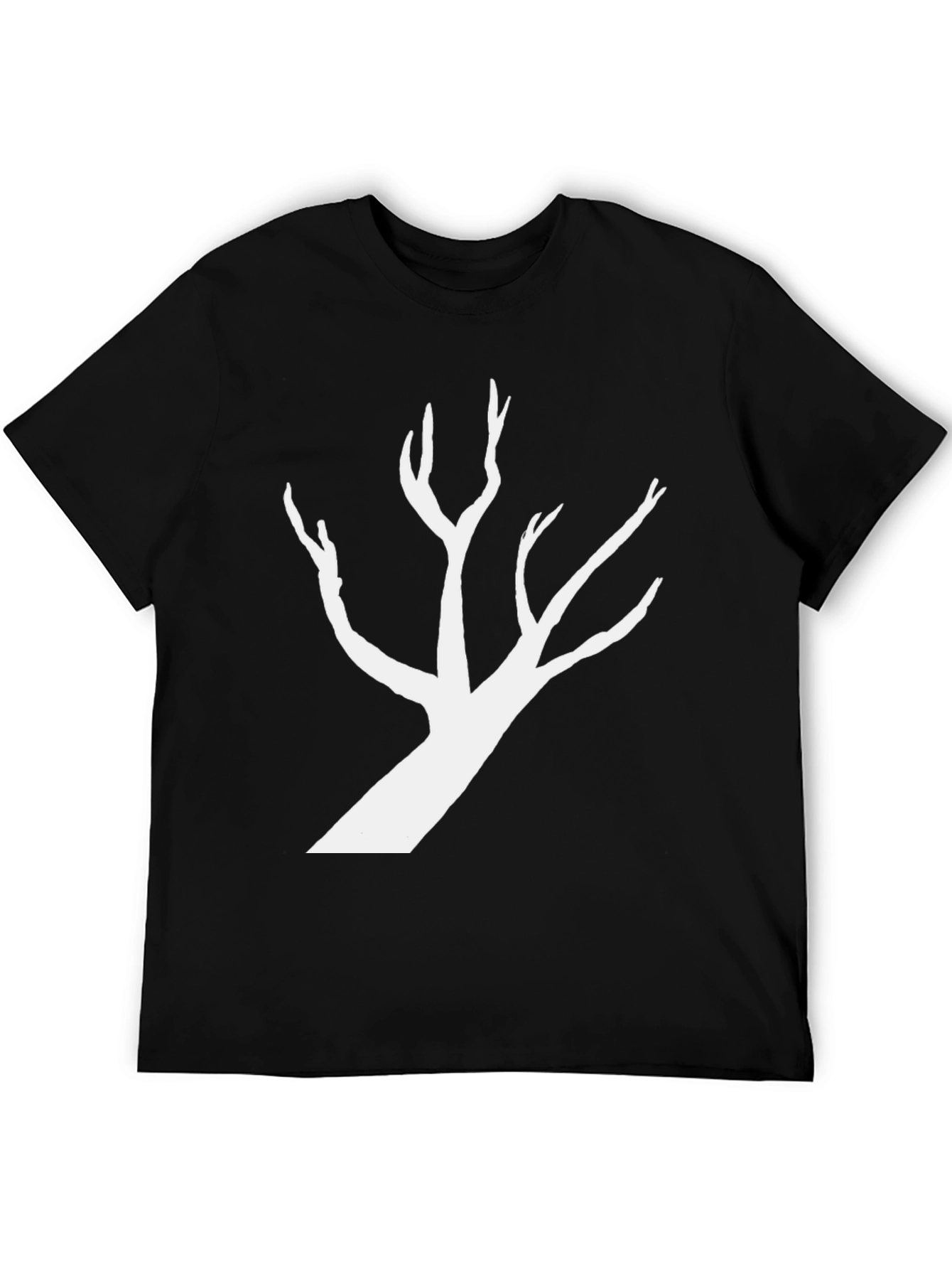 Black T-Shirt with White Tree Silhouette