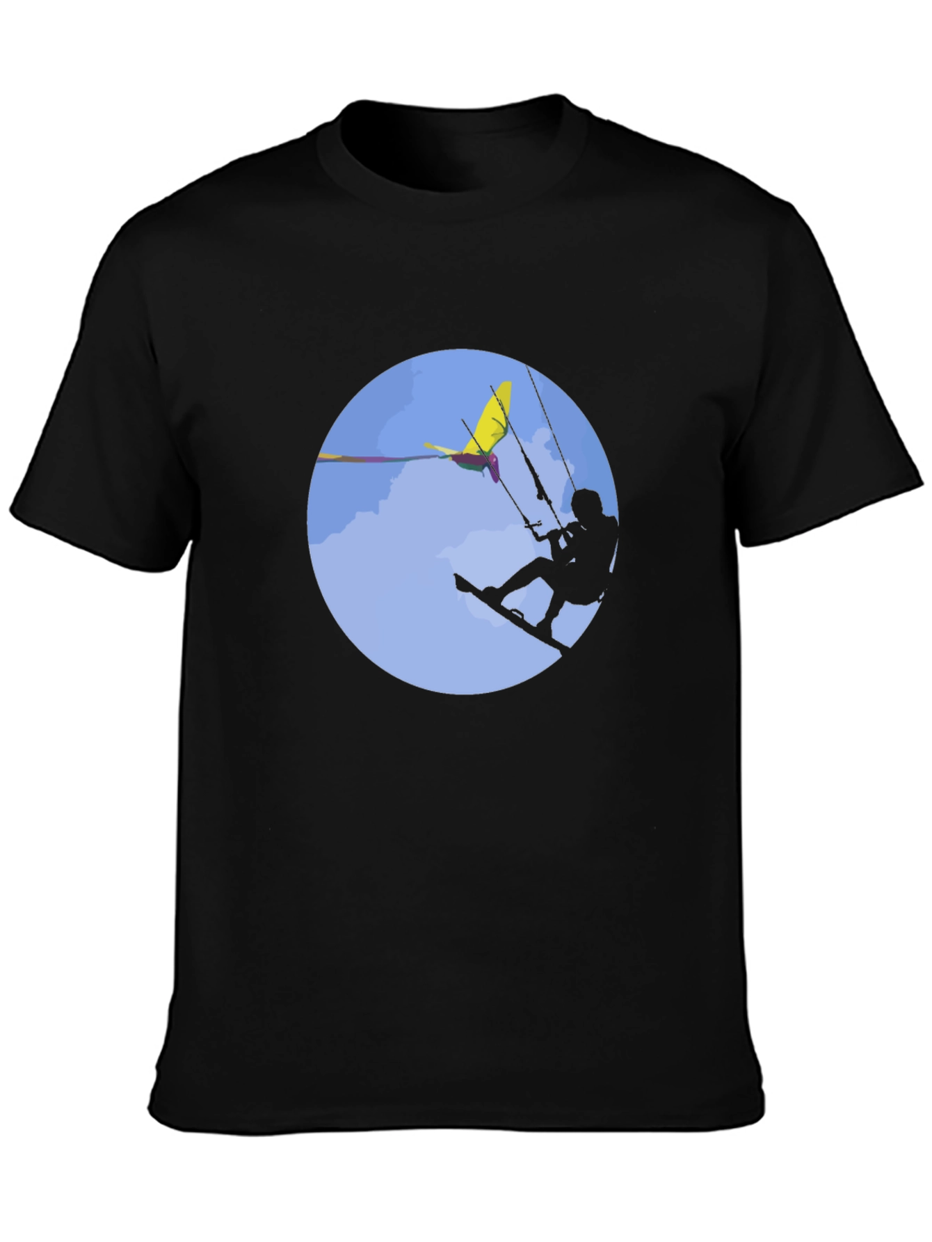 Kitesurfing Graphic Tee - Black Cotton T-Shirt