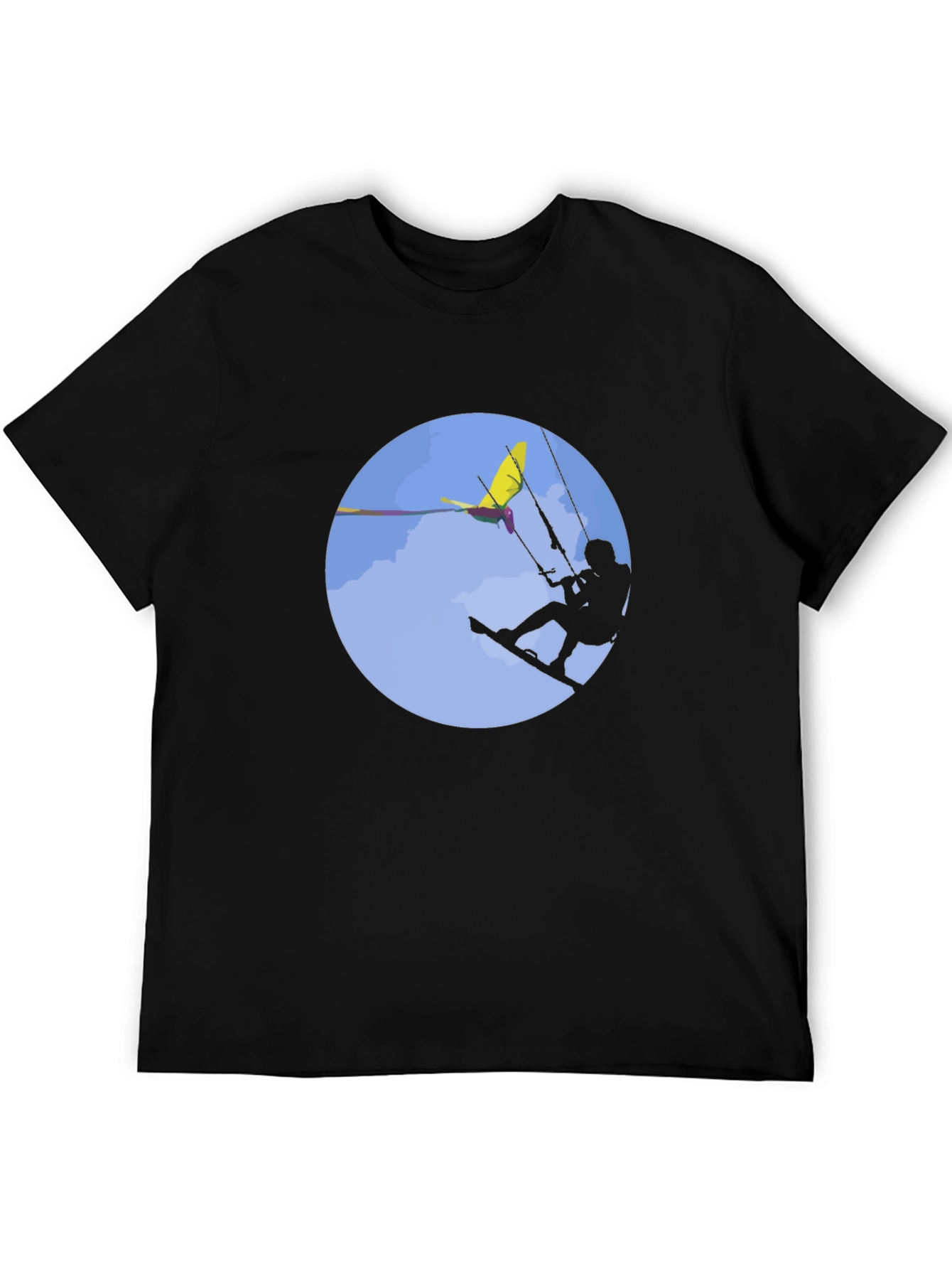 Kitesurfing Graphic Tee - Black Cotton T-Shirt