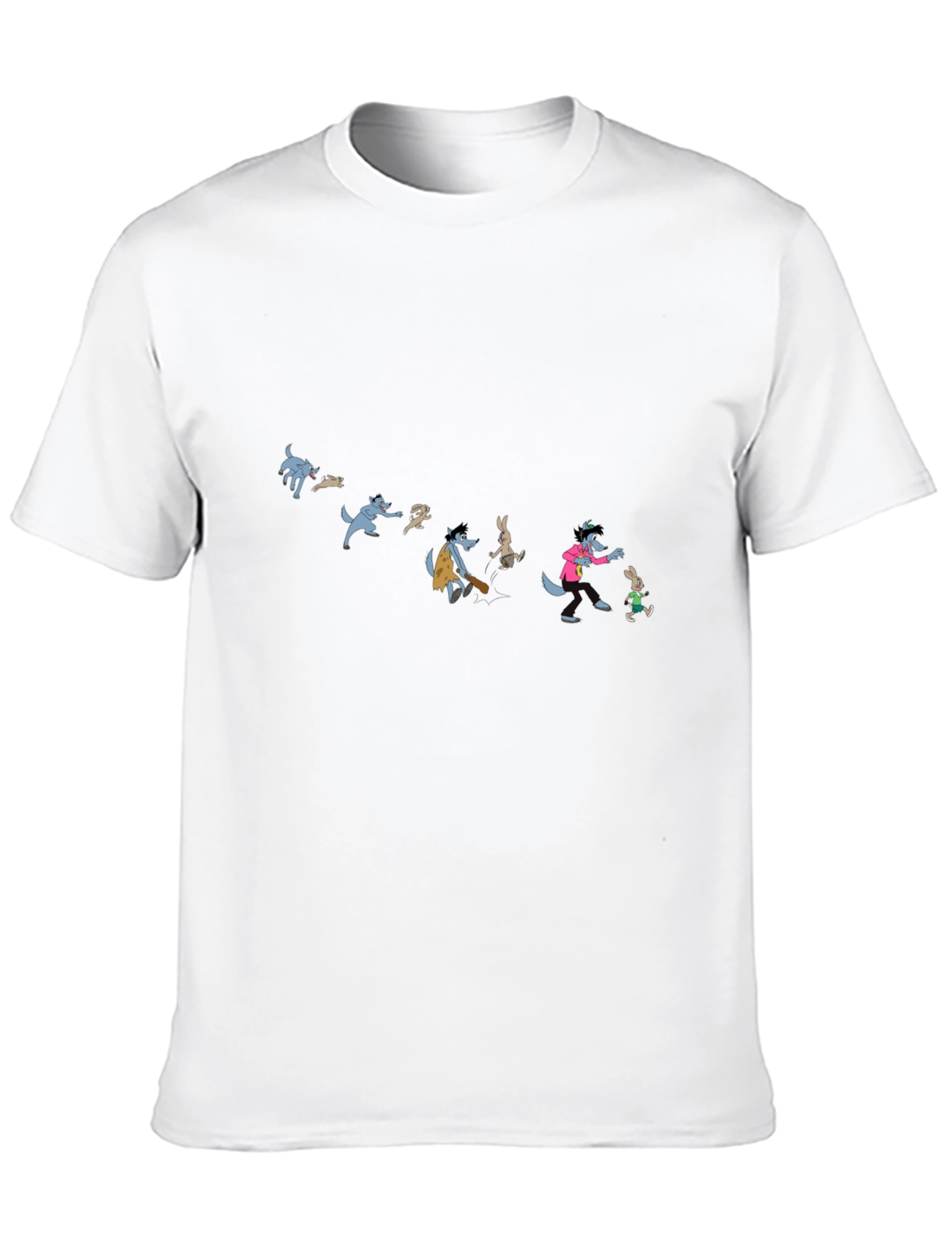 Cartoon Wolf Evolution Black T-Shirt