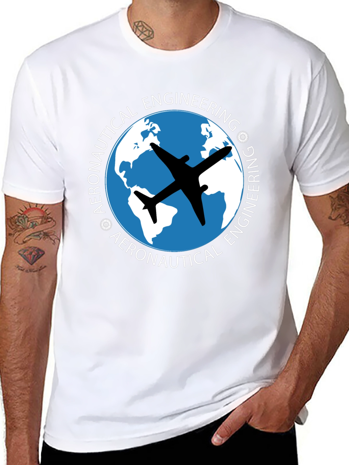 Aeronautical Engineering T-Shirt - Airplane Globe Design