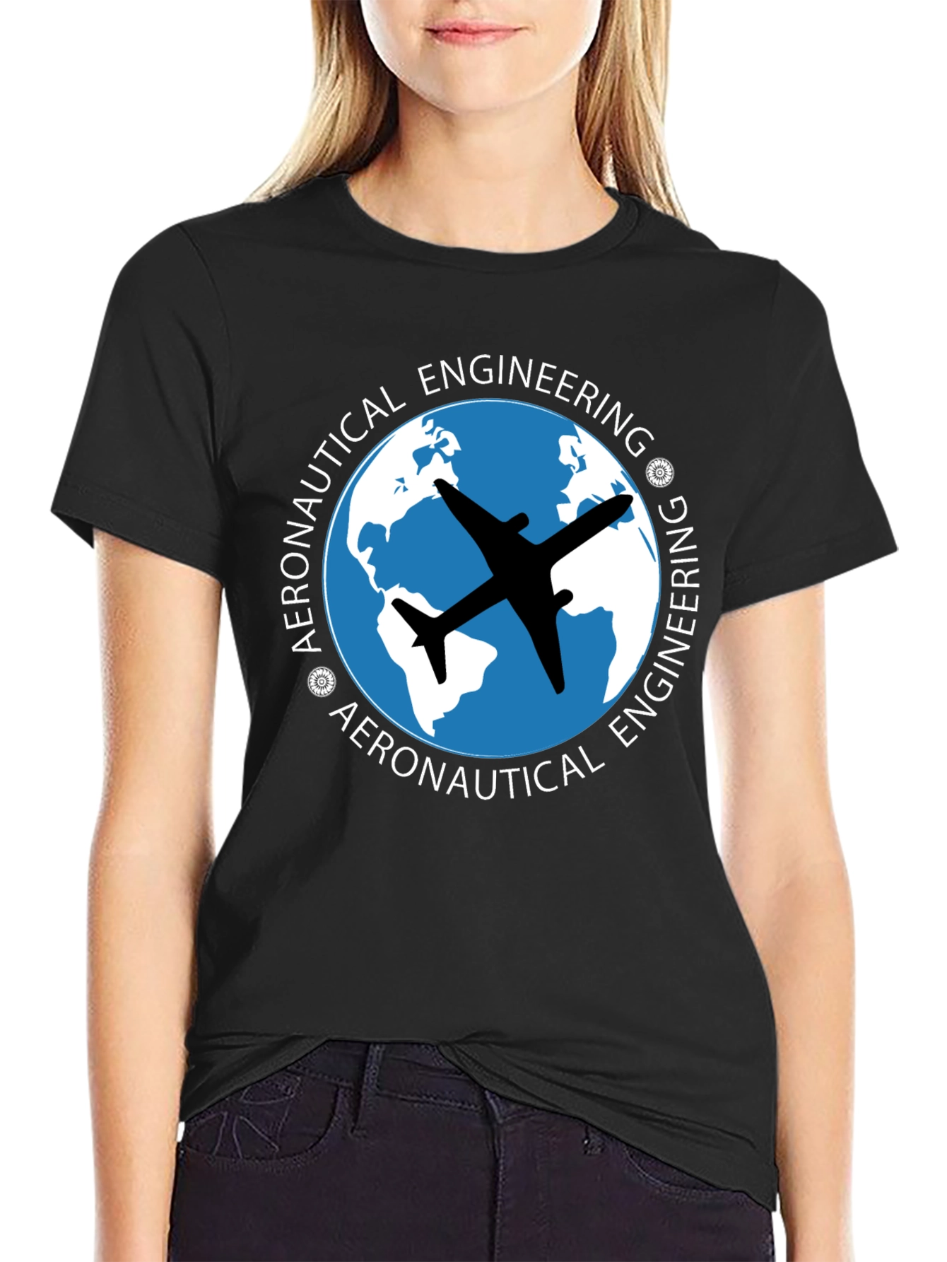 Aeronautical Engineering T-Shirt - Airplane Globe Design