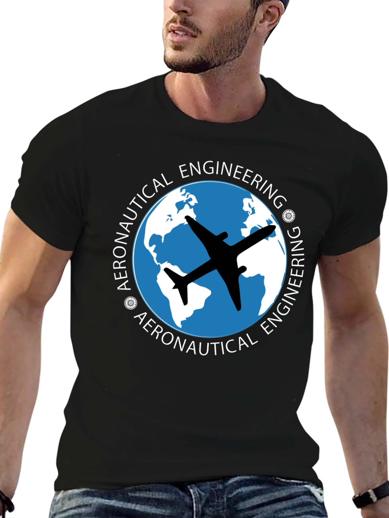 Aeronautical Engineering T-Shirt - Airplane Globe Design