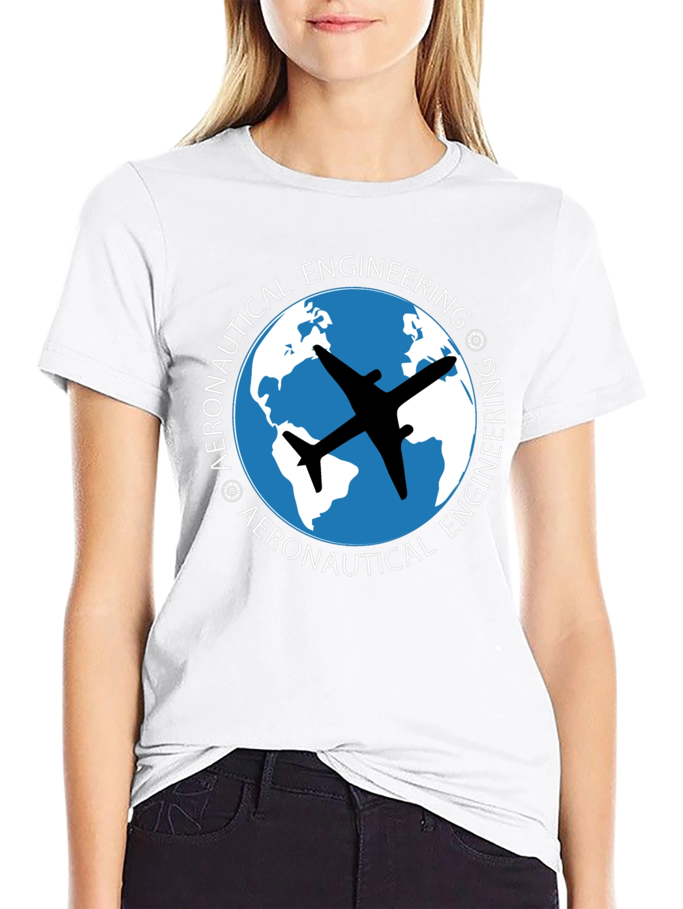 Aeronautical Engineering T-Shirt - Airplane Globe Design