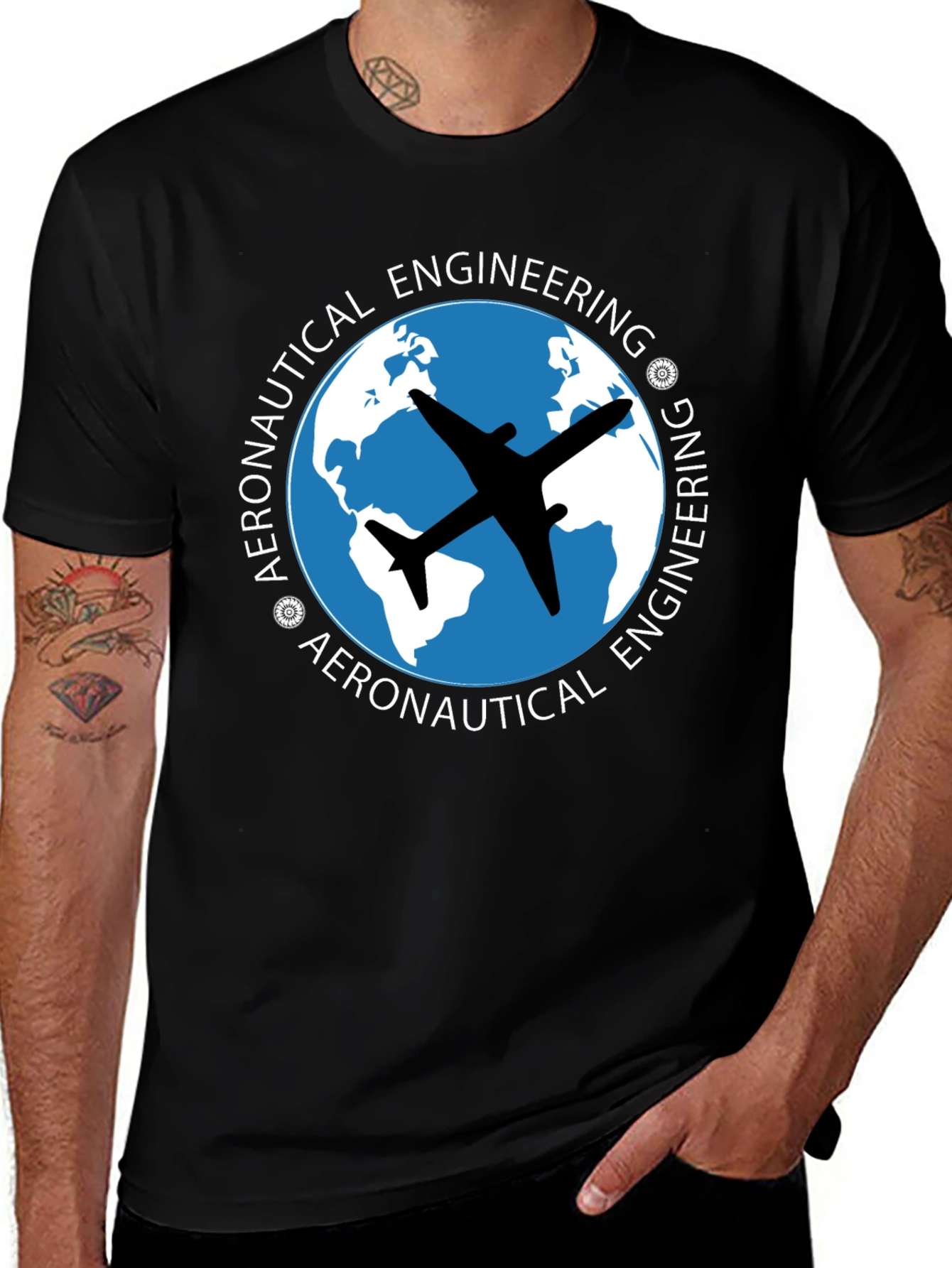 Aeronautical Engineering T-Shirt - Airplane Globe Design
