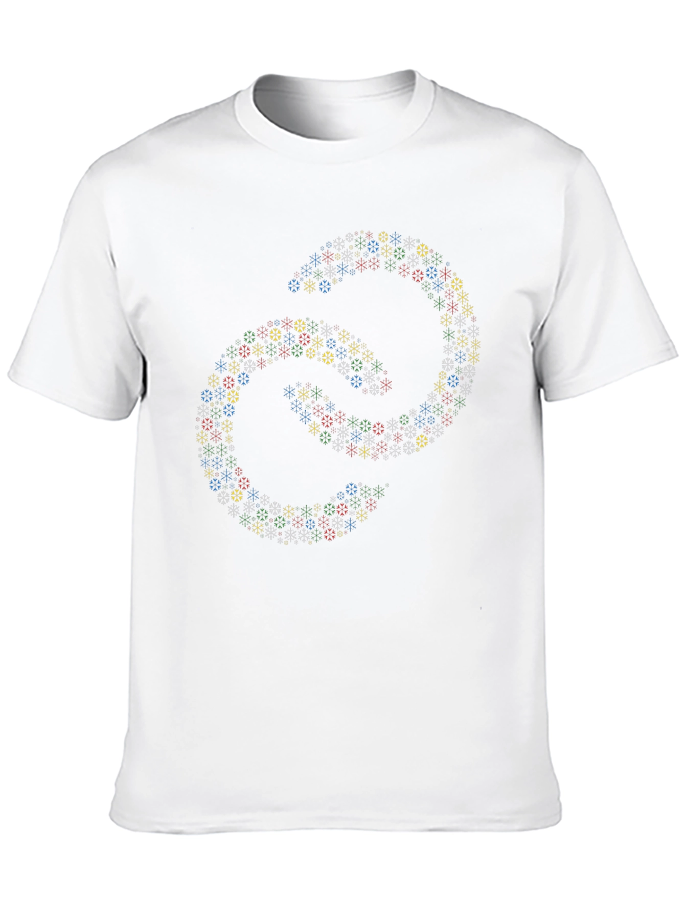 Abstract Linked Snowflake Pattern Black T-Shirt