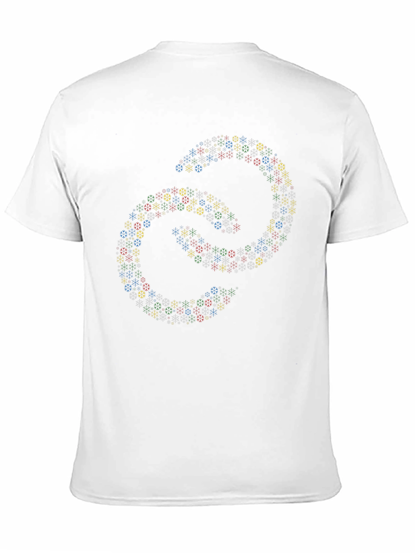 Abstract Linked Snowflake Pattern Black T-Shirt