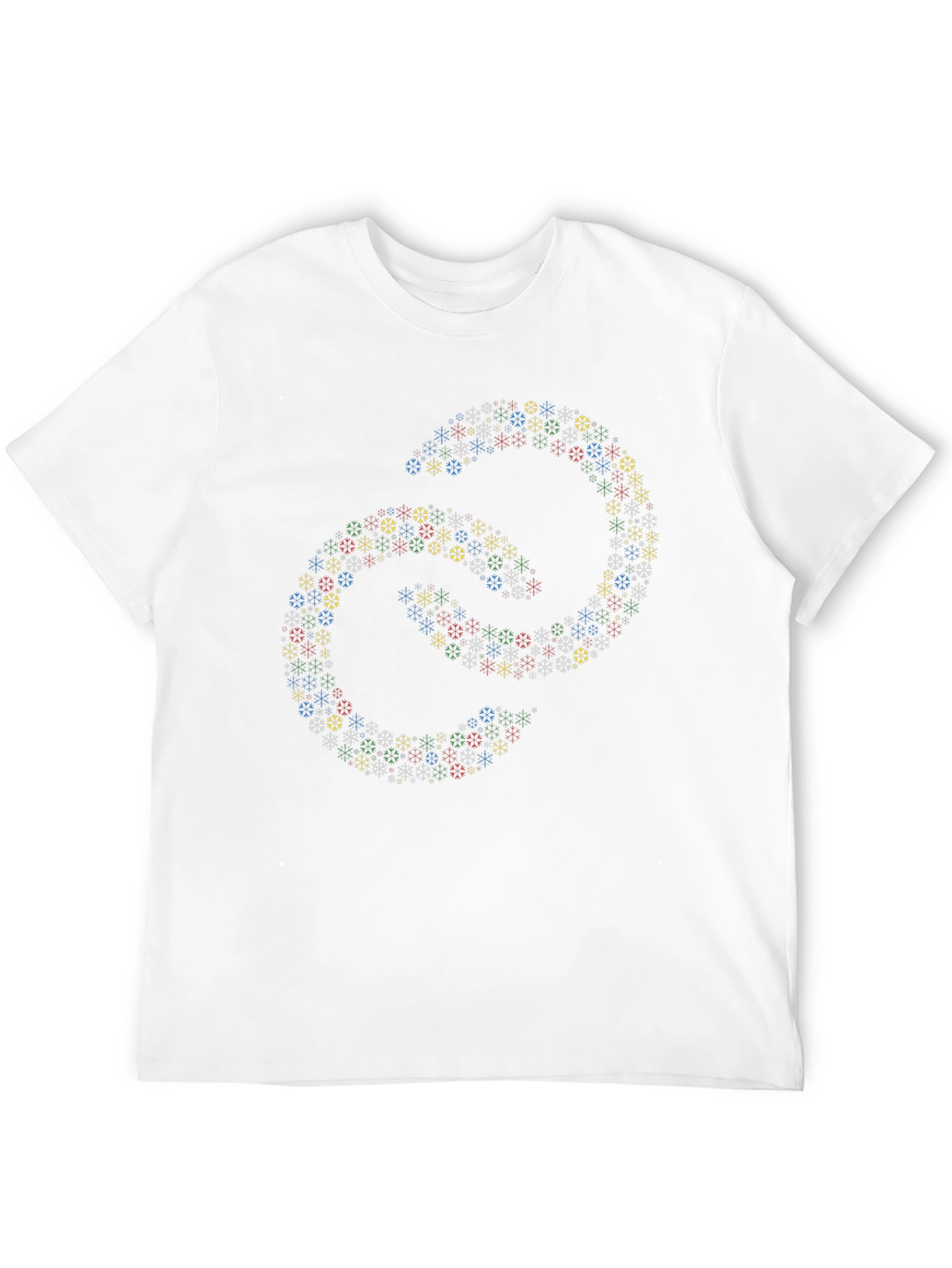 Abstract Linked Snowflake Pattern Black T-Shirt