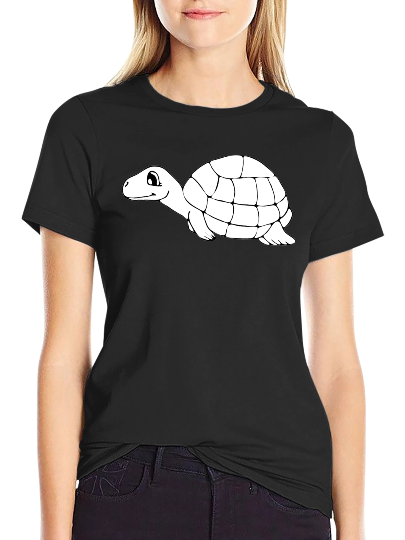 Turtle Graphic Tee - Black Cotton T-Shirt