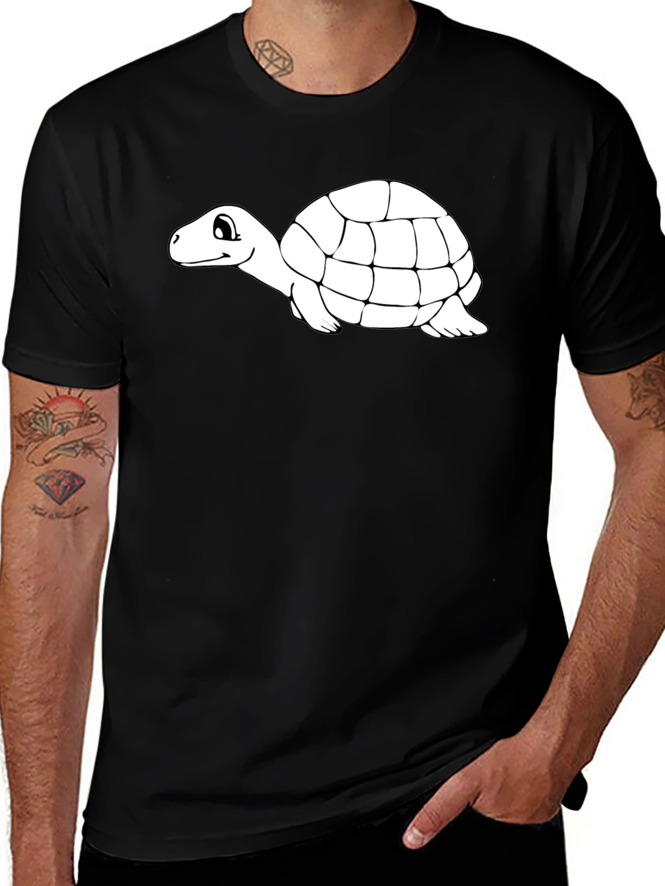 Turtle Graphic Tee - Black Cotton T-Shirt