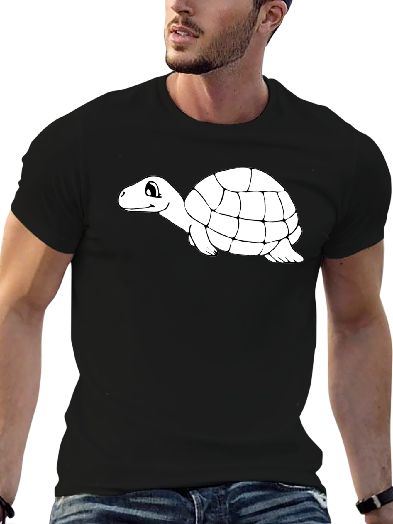 Turtle Graphic Tee - Black Cotton T-Shirt