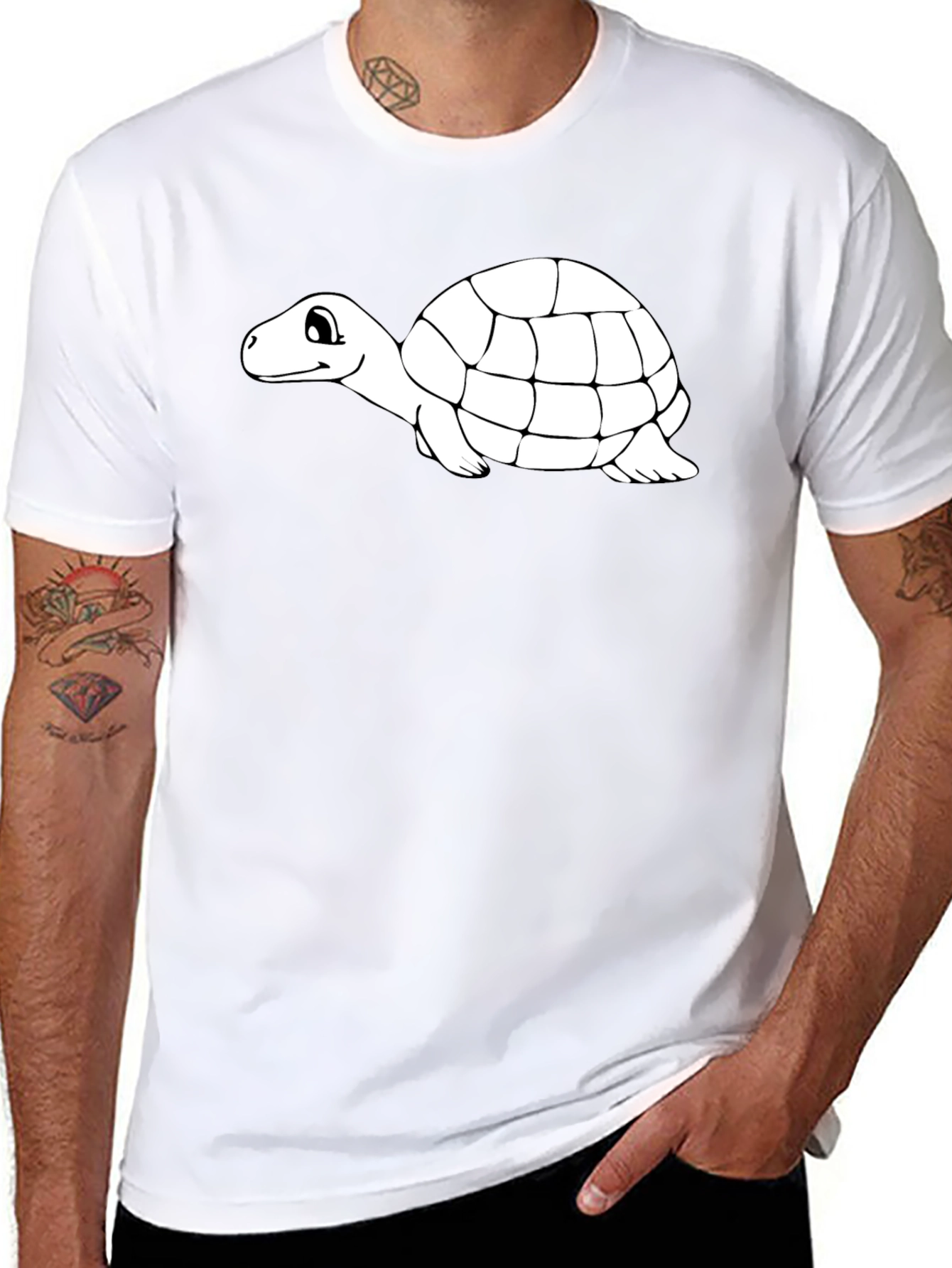 Turtle Graphic Tee - Black Cotton T-Shirt