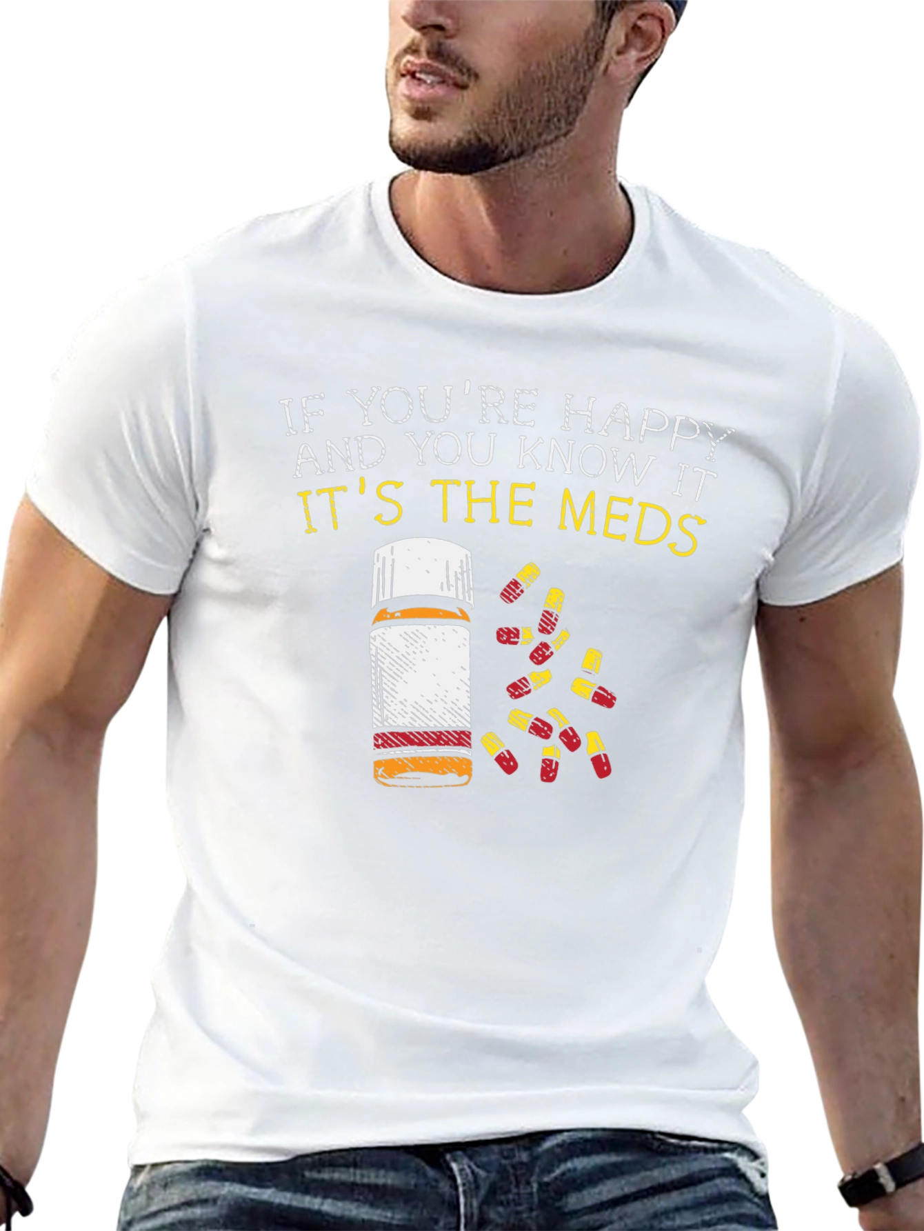 Happy Meds T-Shirt Funny Pill Bottle Graphic Tee