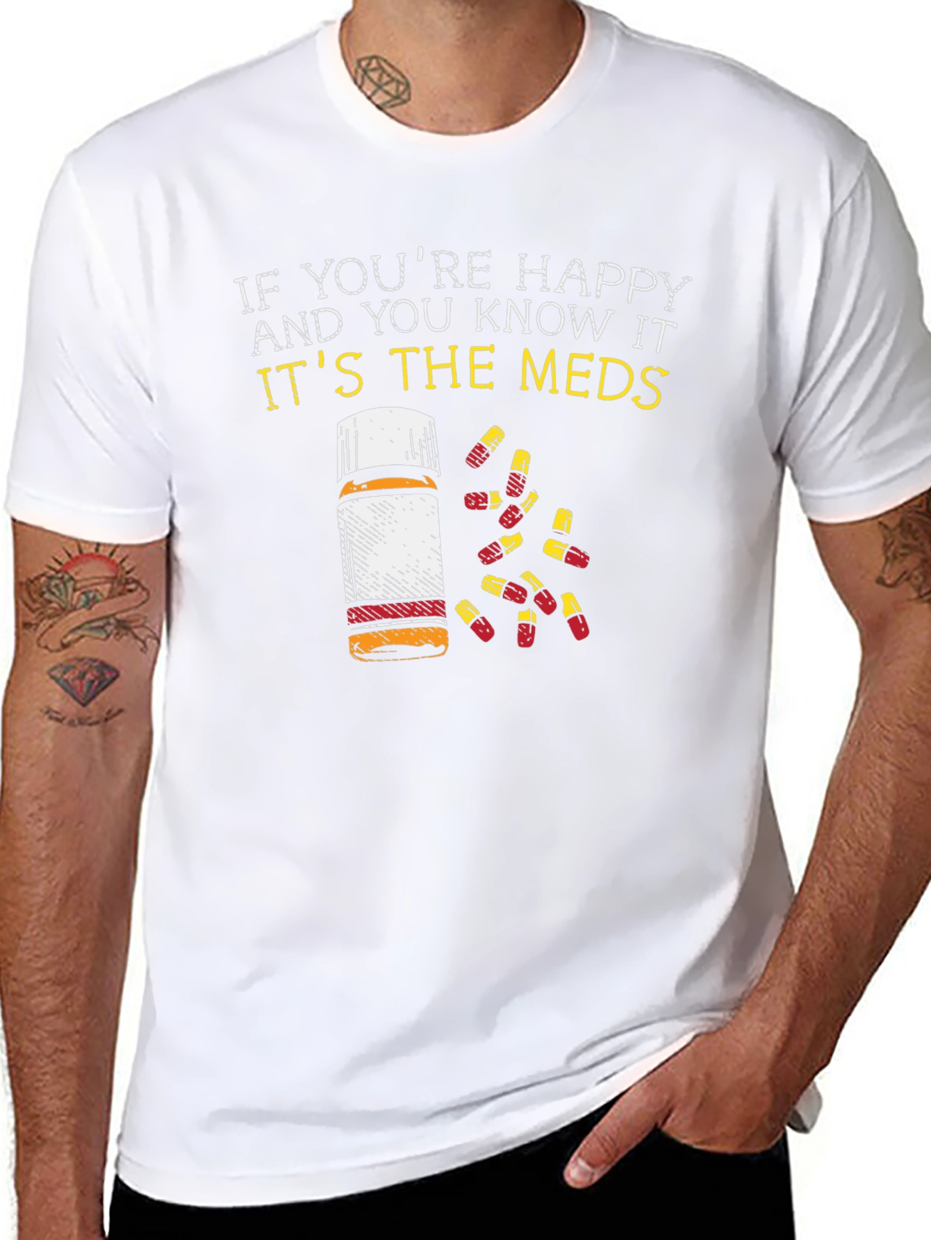 Happy Meds T-Shirt Funny Pill Bottle Graphic Tee