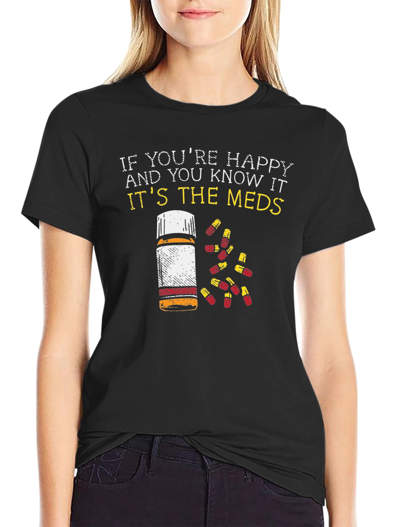 Happy Meds T-Shirt Funny Pill Bottle Graphic Tee