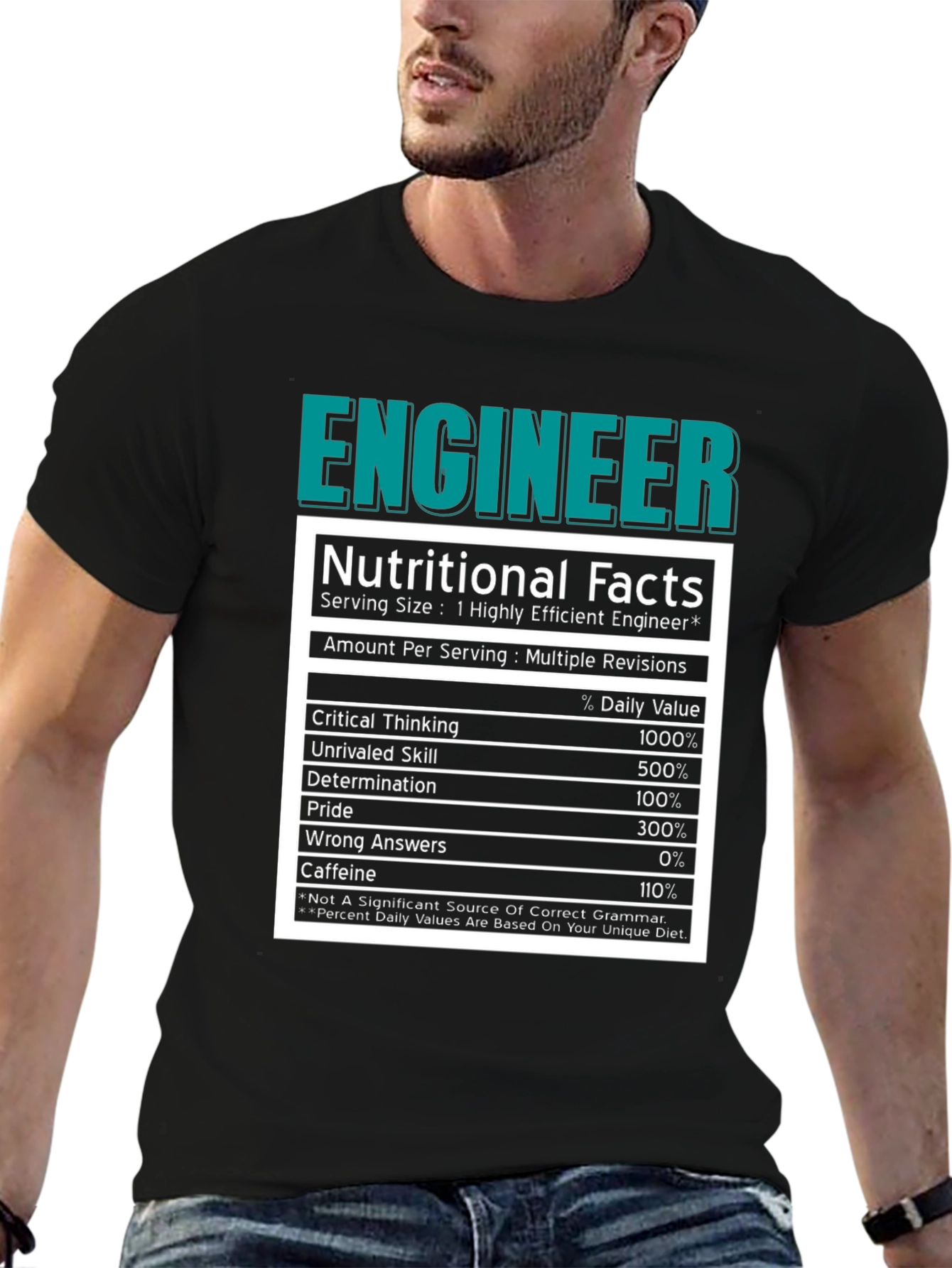 Engineer Nutritional Facts Black T-Shirt