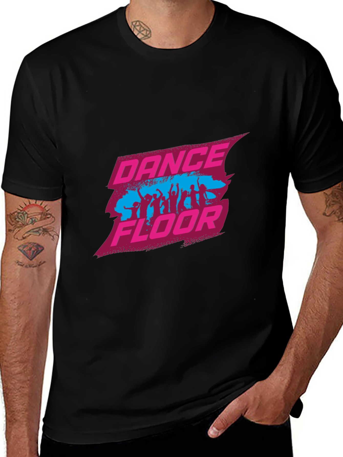 Dance Floor Graphic Tee - Black Cotton Blend