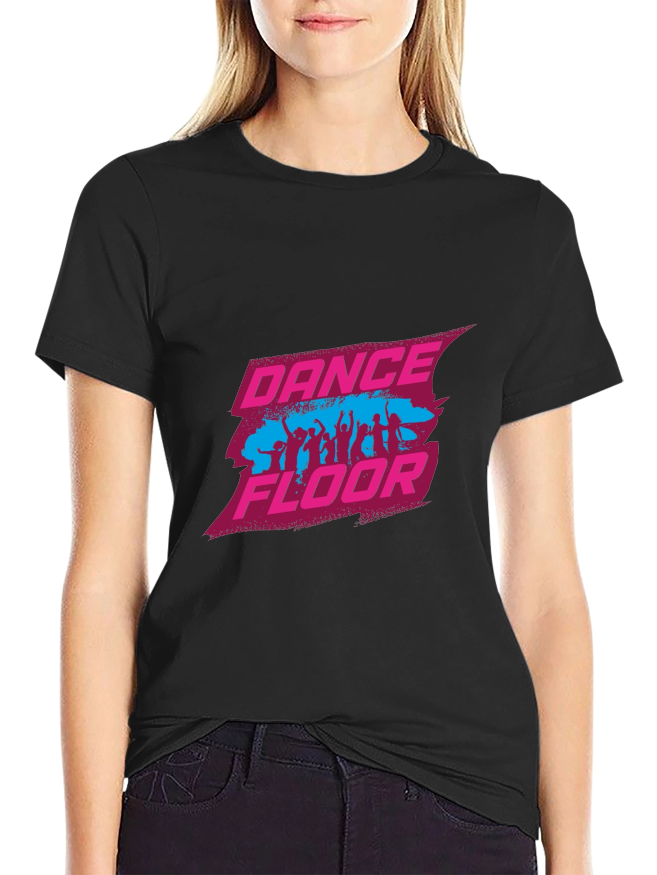 Dance Floor Graphic Tee - Black Cotton Blend